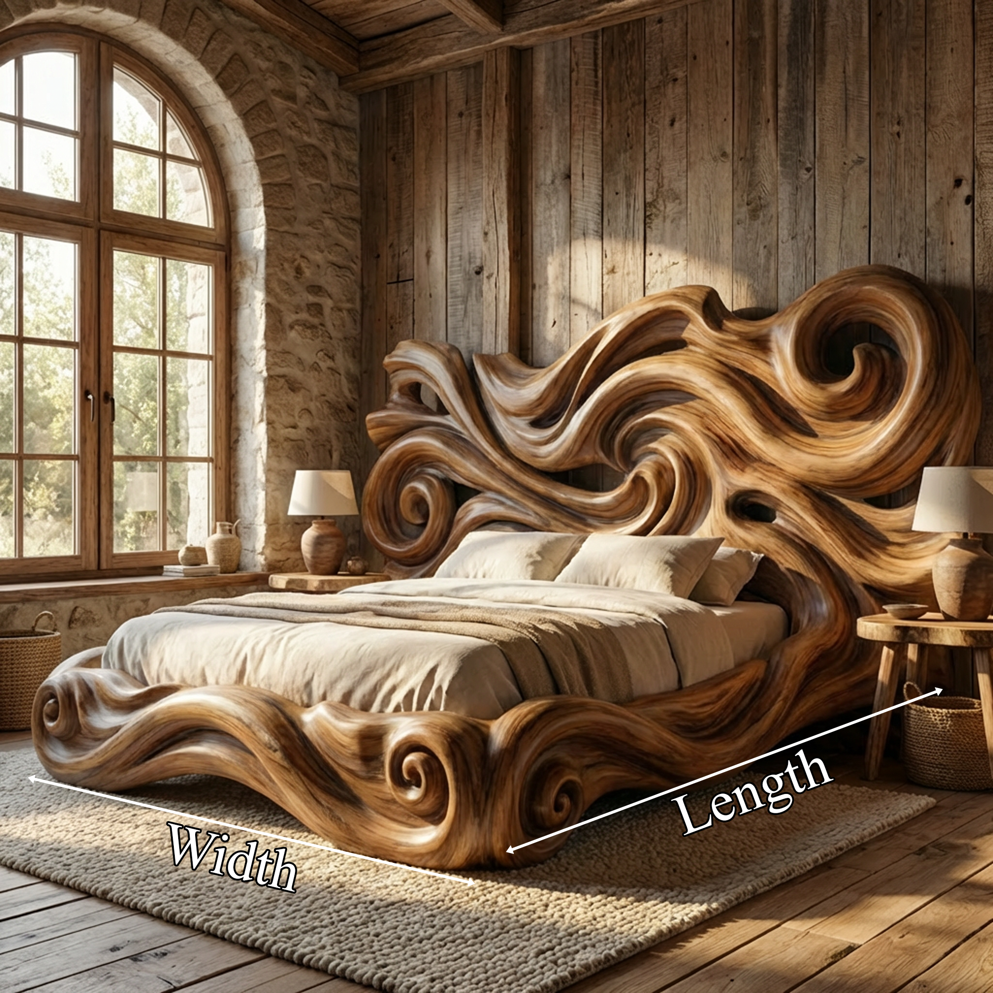 Rustic Sculptural Bed Frame For Bedroom Or Master Bedroom SINLKIWB093
