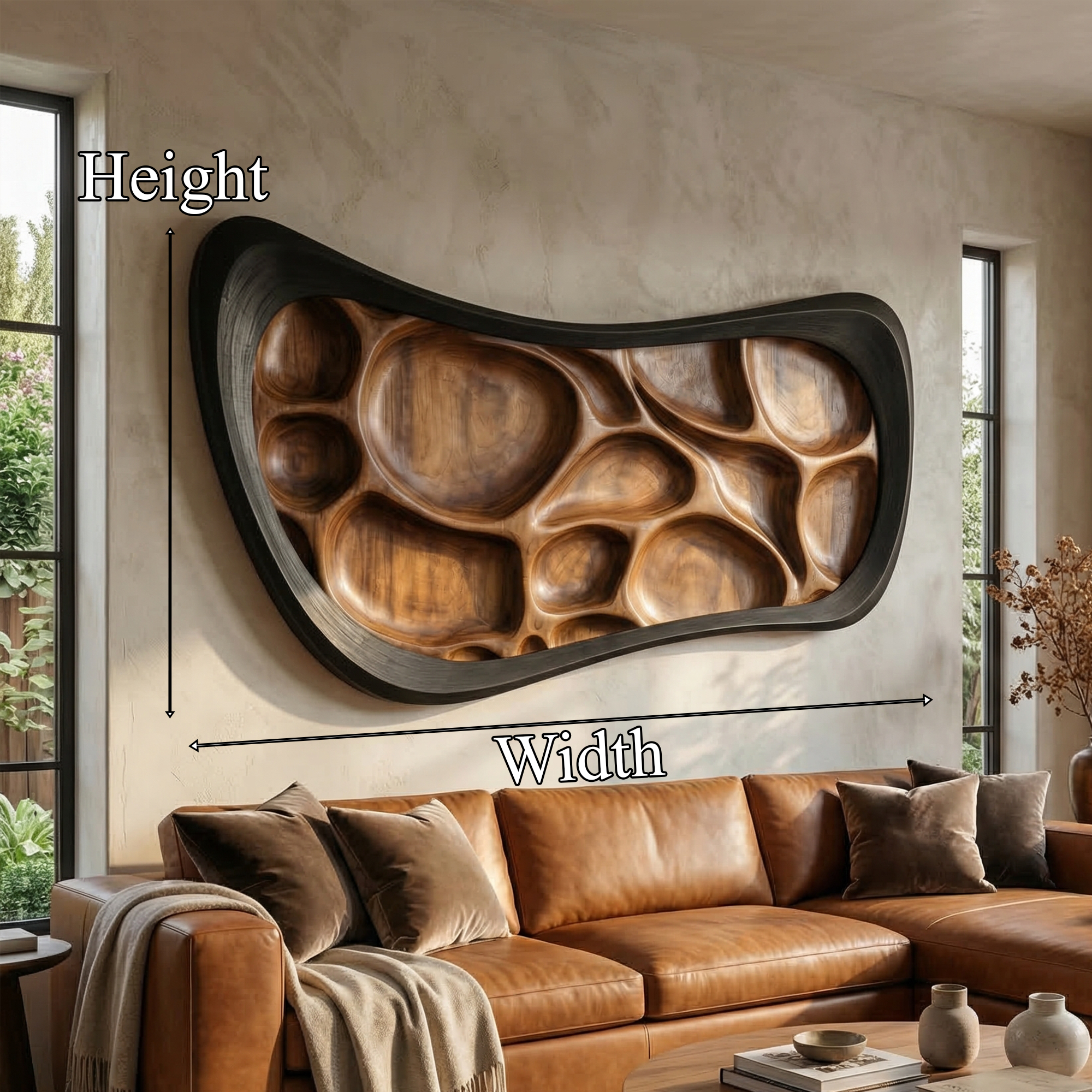 Rustic Wood Sculpture Wall Panel Living Room And Lounge SINLKIWD049