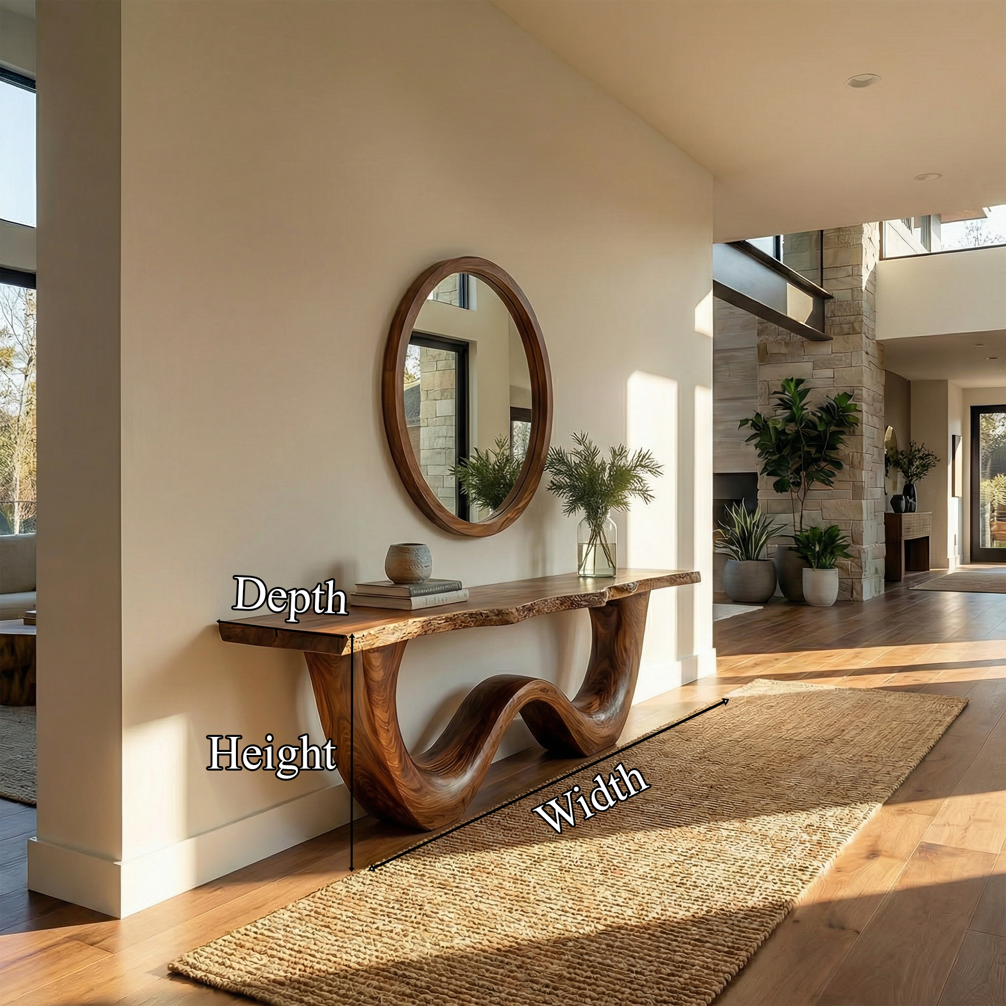 Organic Wave Base Console Table Entryway Hallway Living Room SINLKICS497