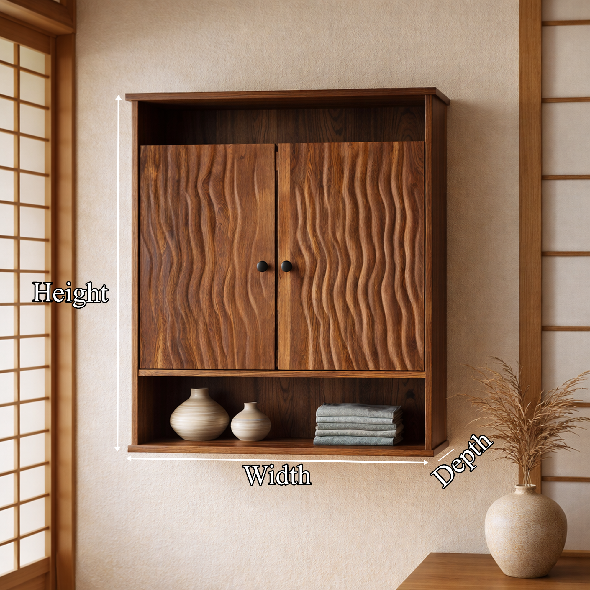 Rustic Wooden Wine Cabinet Living Room Bar SINLKISC450