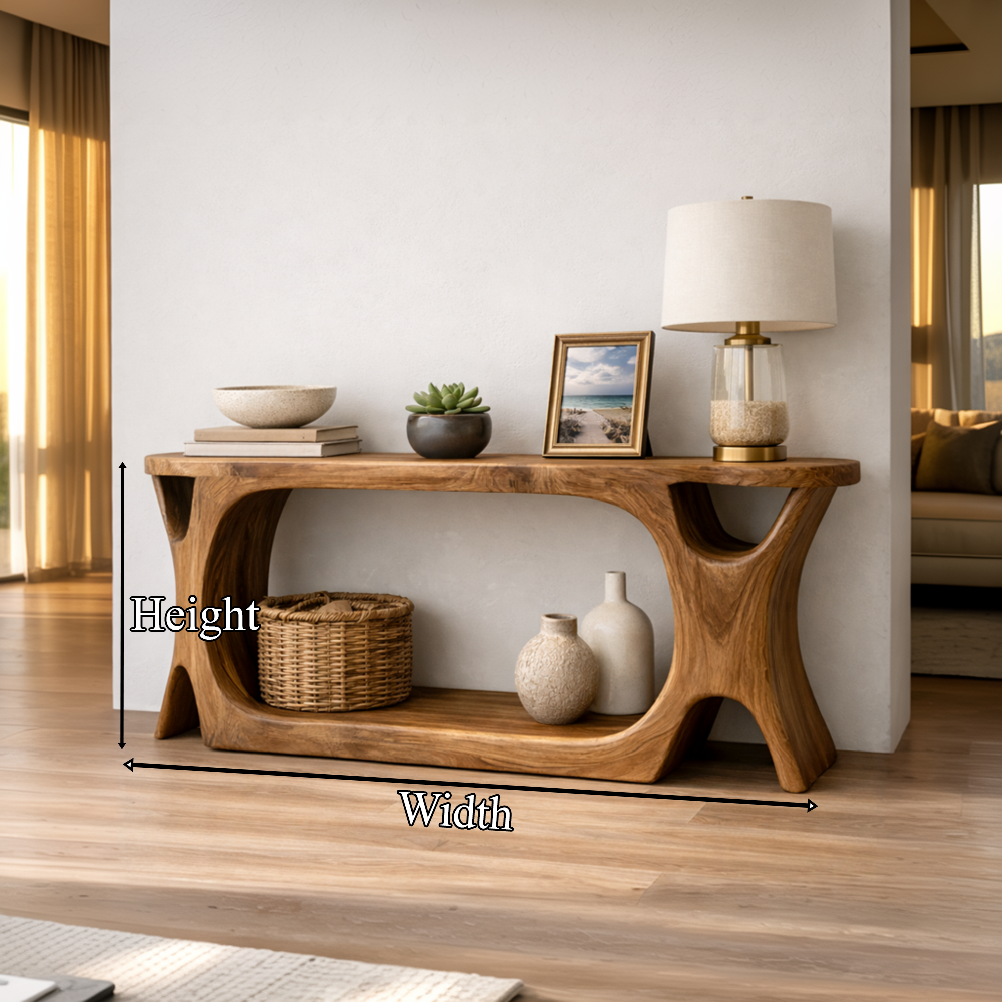Rustic Organic Console Table Sculptural Statement Furniture For Living Room SINLKICS455