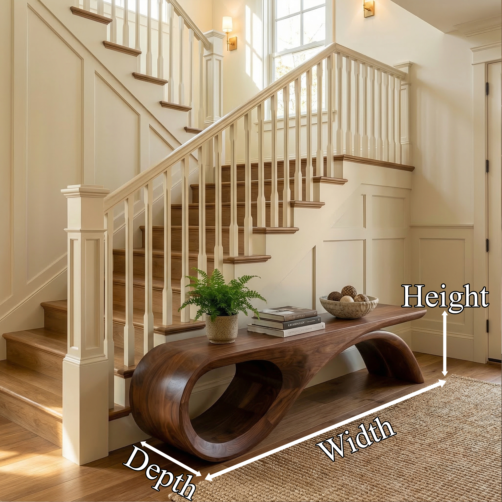 Rustic Solid Wood Bench Loop Curved Base Entryway And Living Room SINLKIRS089
