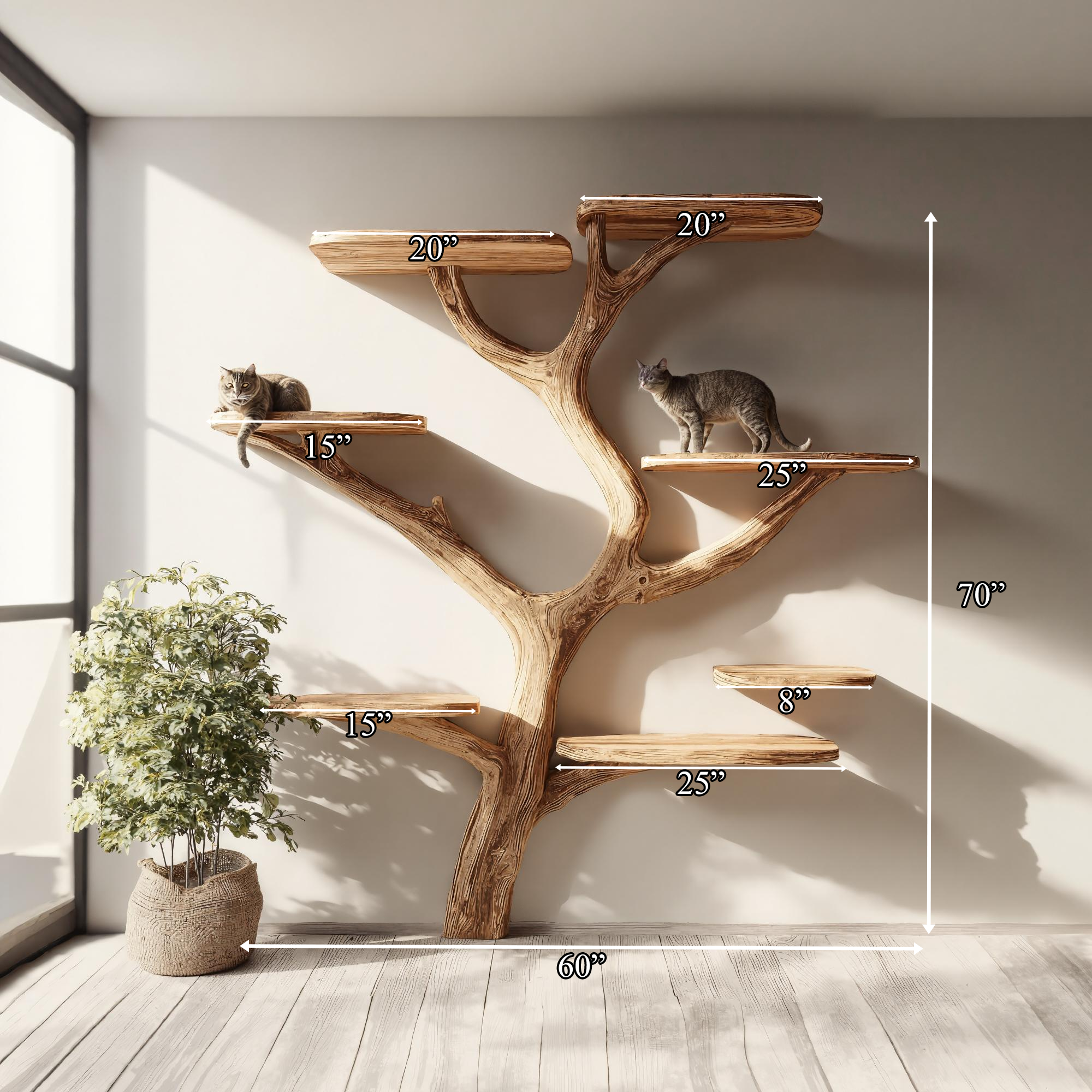 Rustic Cat Tree Perch Living Room Pet Friendly Decor SINLKITT054