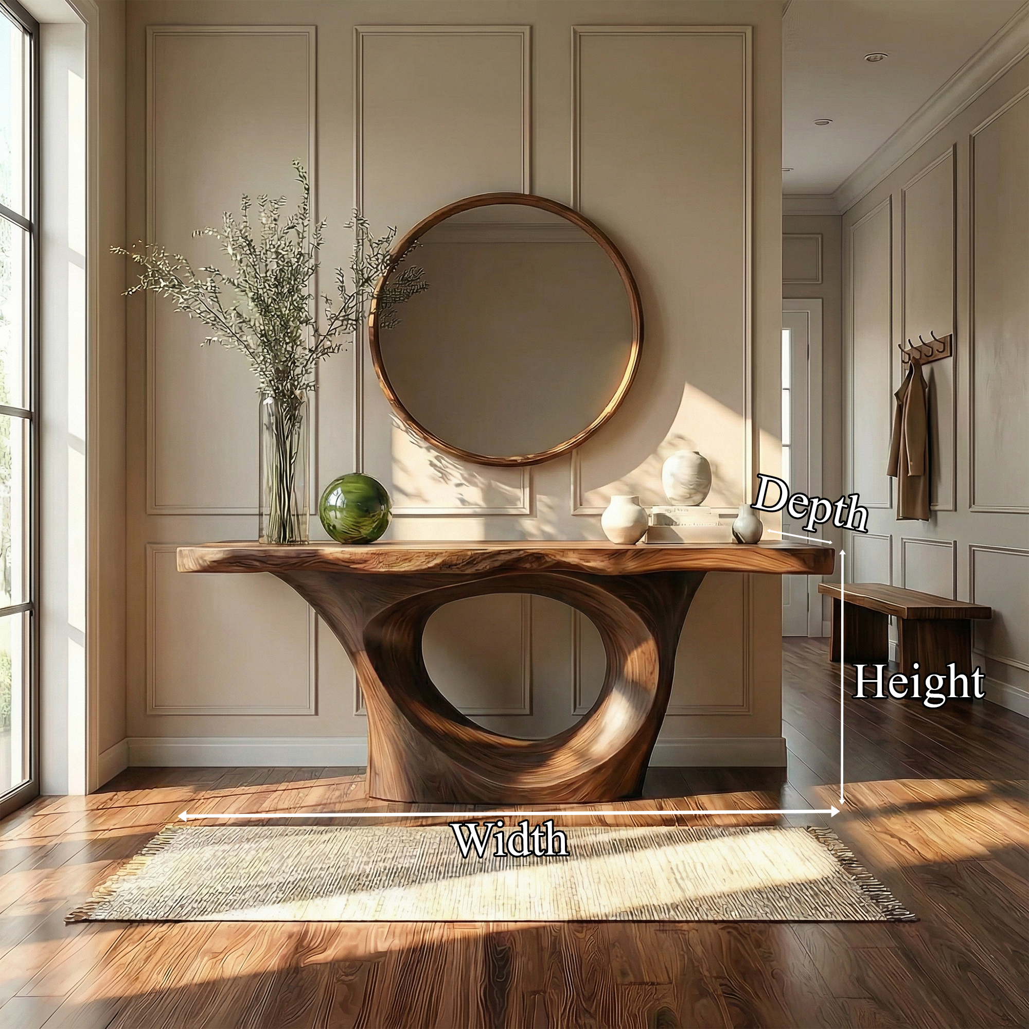 Artistic Circular Base Console Table Entryway Hallway Living Room SINLKICS503