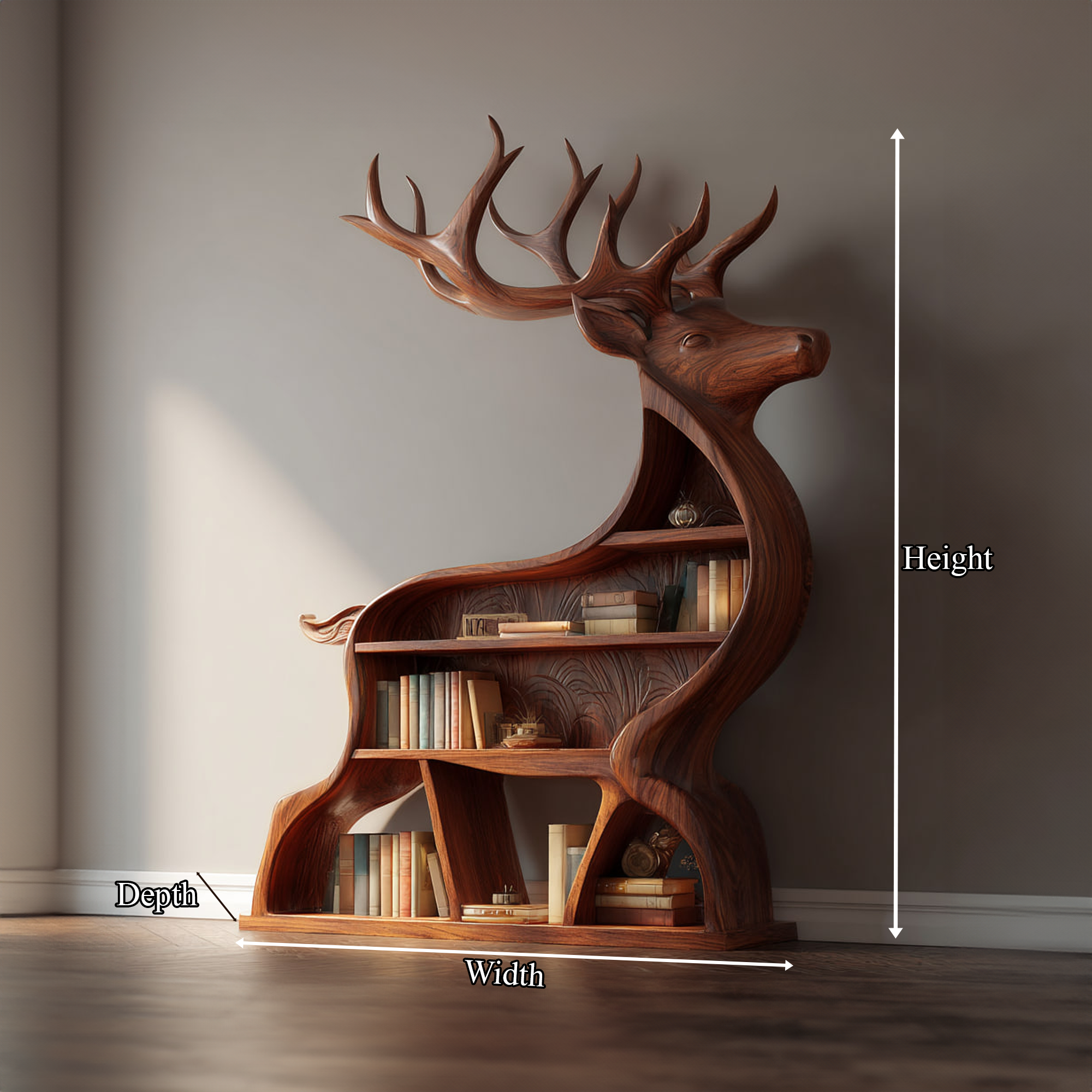 Rustic Deer Themed Bookshelf Farmhouse Entryway Or Living Room SINLKISC101