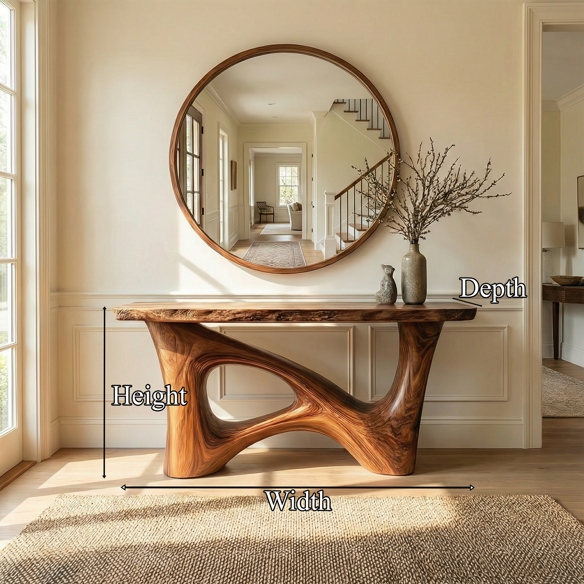 Organic Asymmetric Base Console Table Entryway Hallway Living Room SINLKICS507