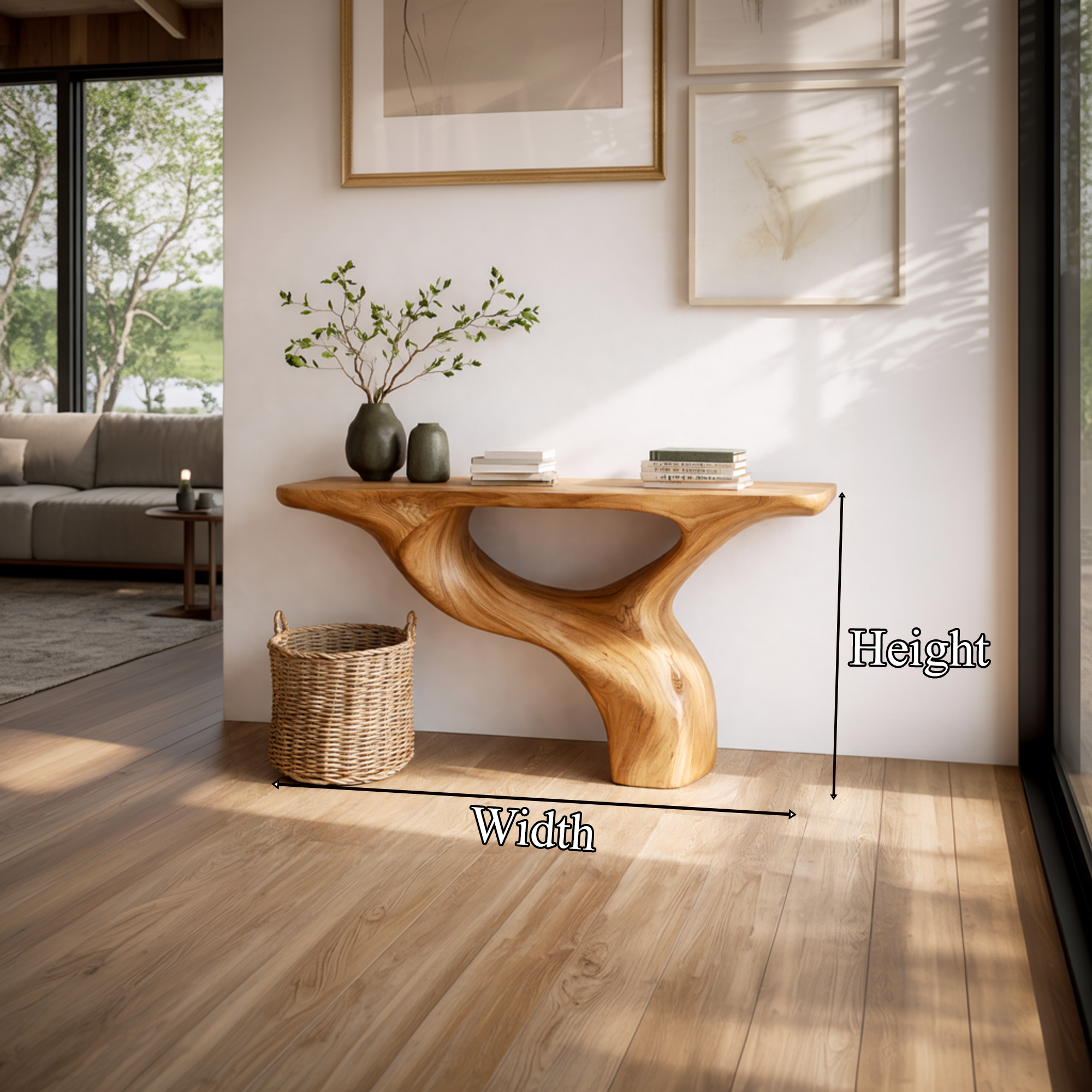 Rustic Organic Console Table Sculptural Statement Furniture For Living Room SINLKICS450