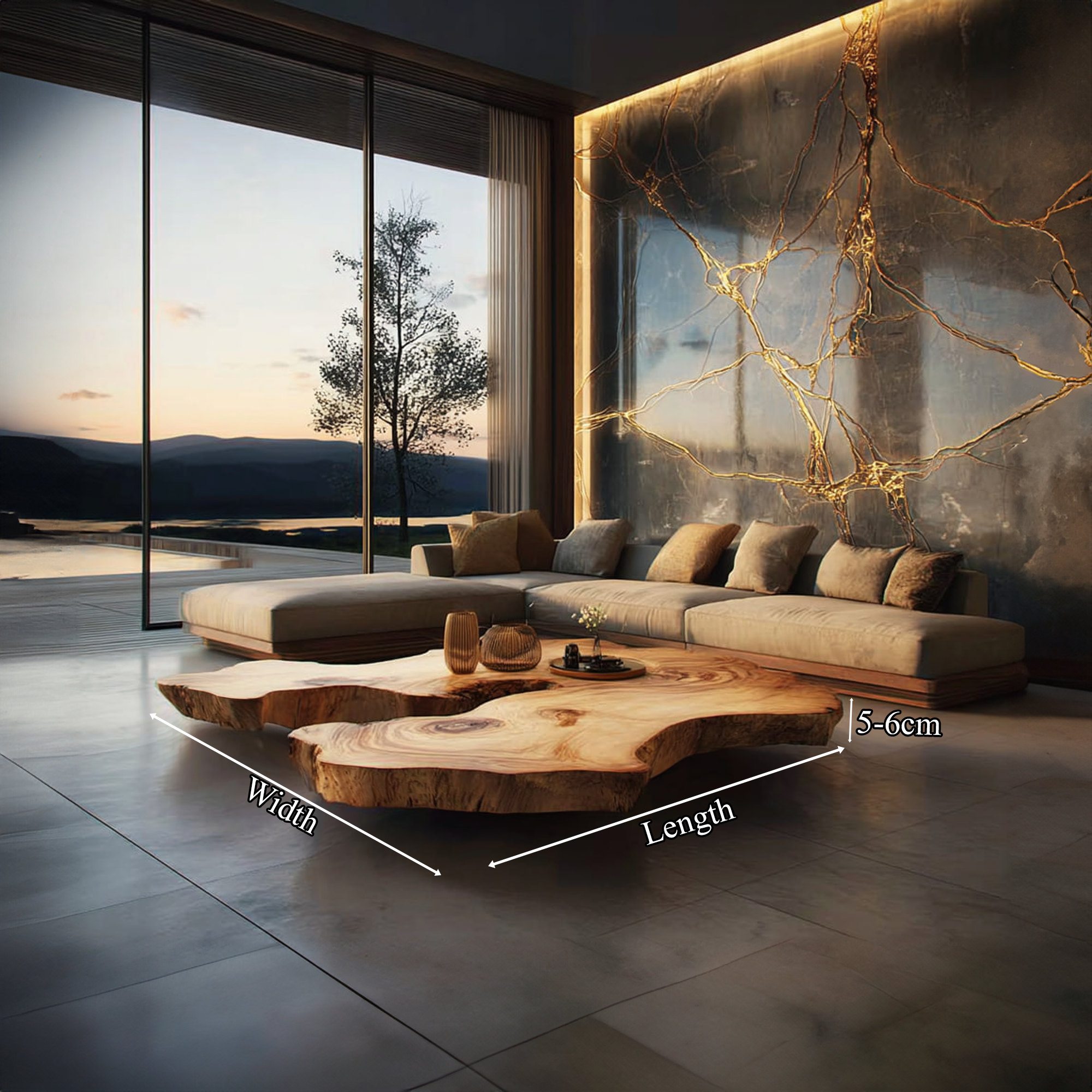 Rustic Organic Coffee Table Modern Living Room Centerpiece SINLKICF128