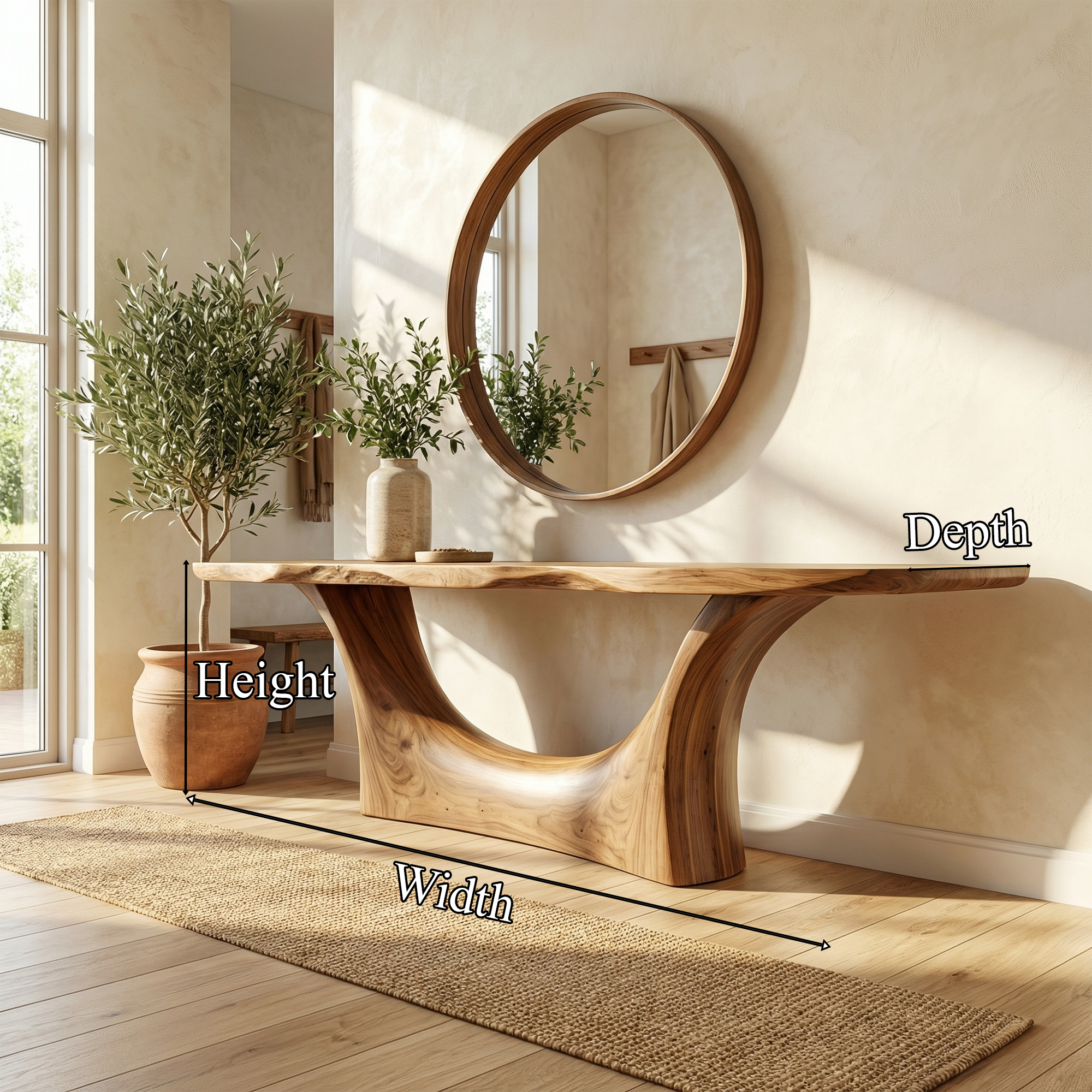 Natural Live Edge Arch Base Console Table Entryway Hallway Living Room SINLKICS508