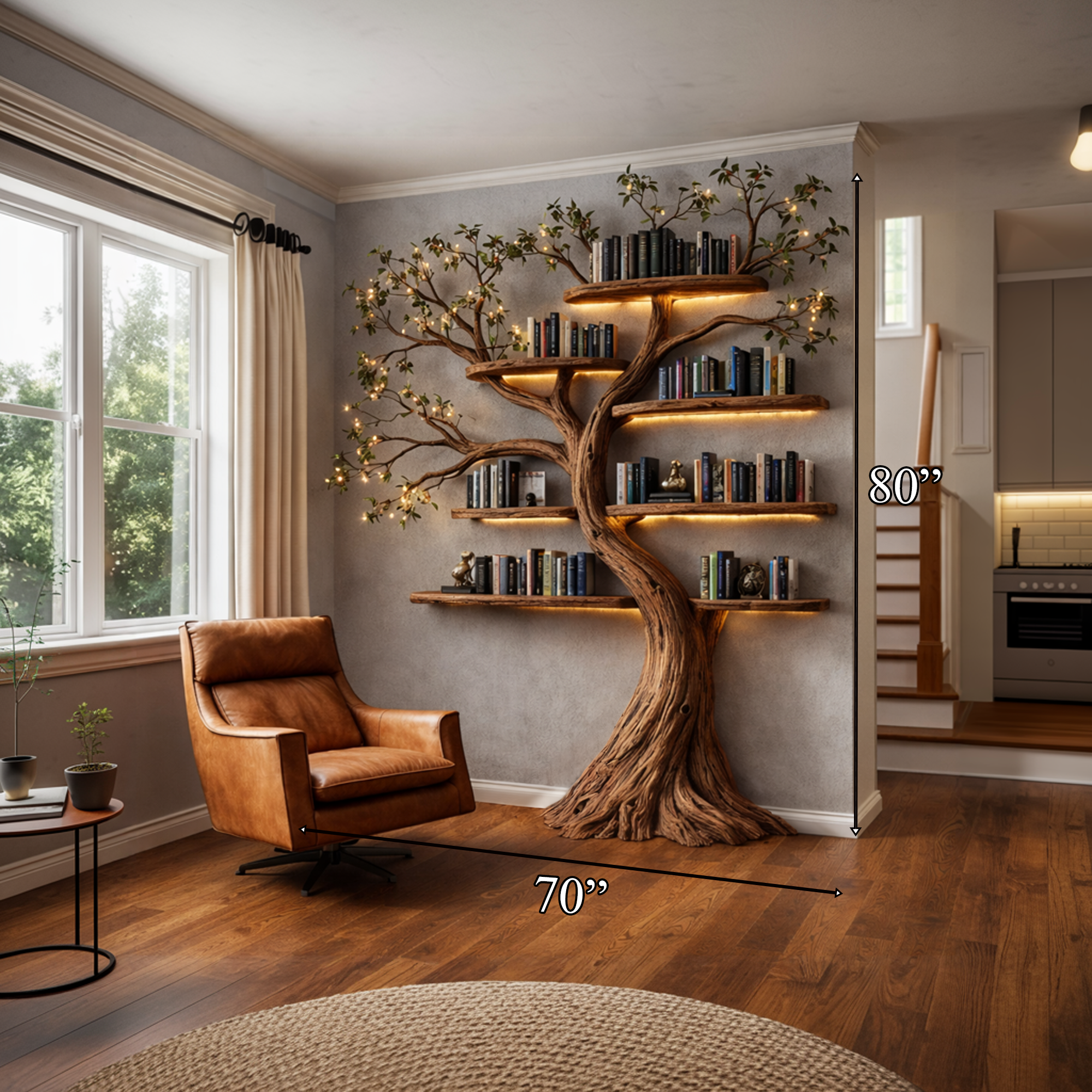 Rustic Artisan Tree Bookshelf Statement Piece For Living Space SINLKITB687