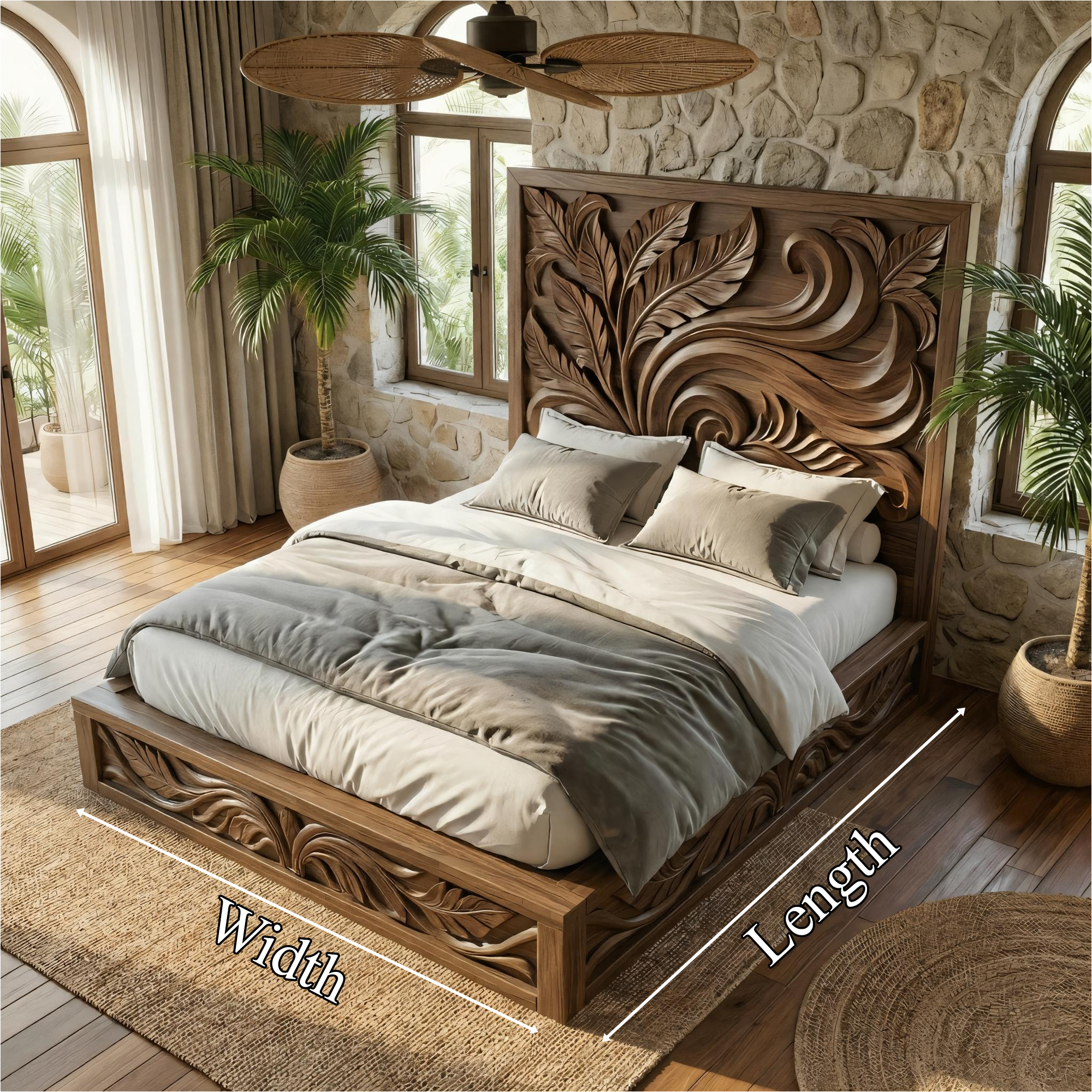 Rustic Artistic King Bed Frame For Bedroom And Private Interior SINLKIWB112