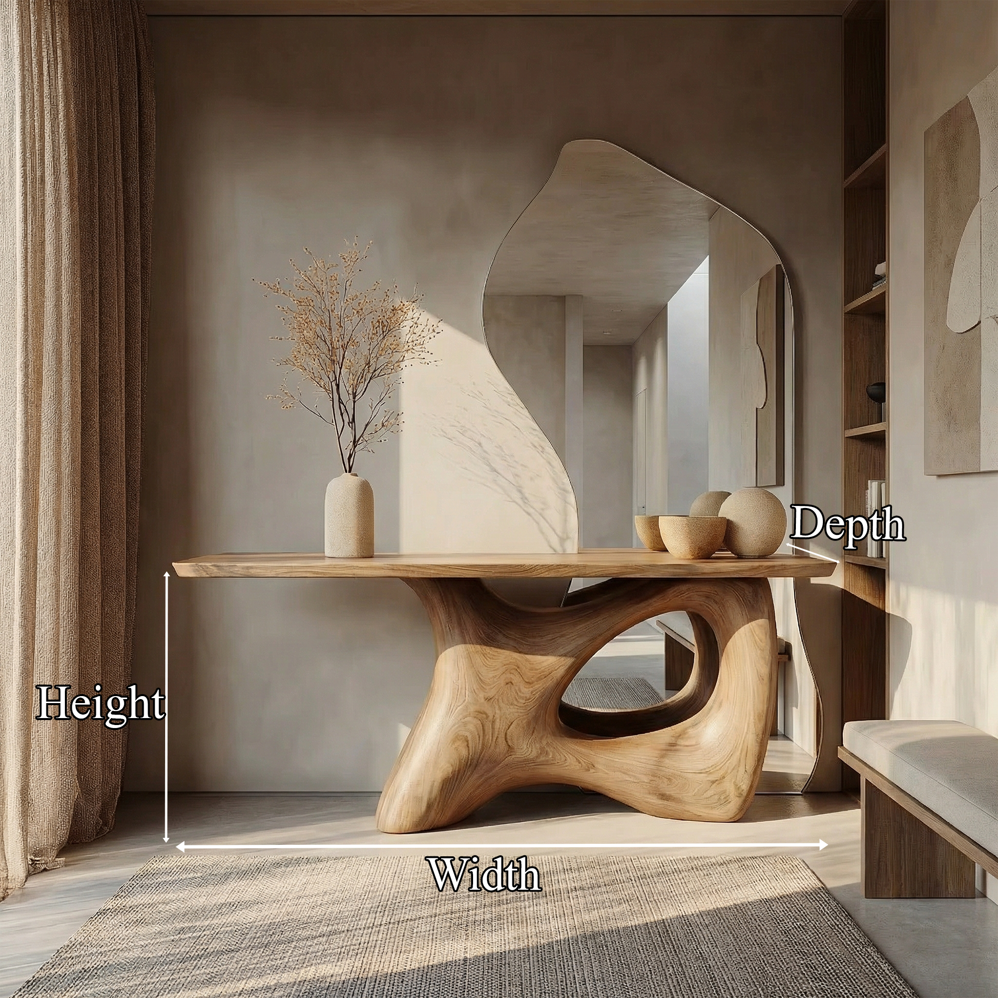 Organic Freeform Base Console Table Entryway Hallway Living Room SINLKICS515