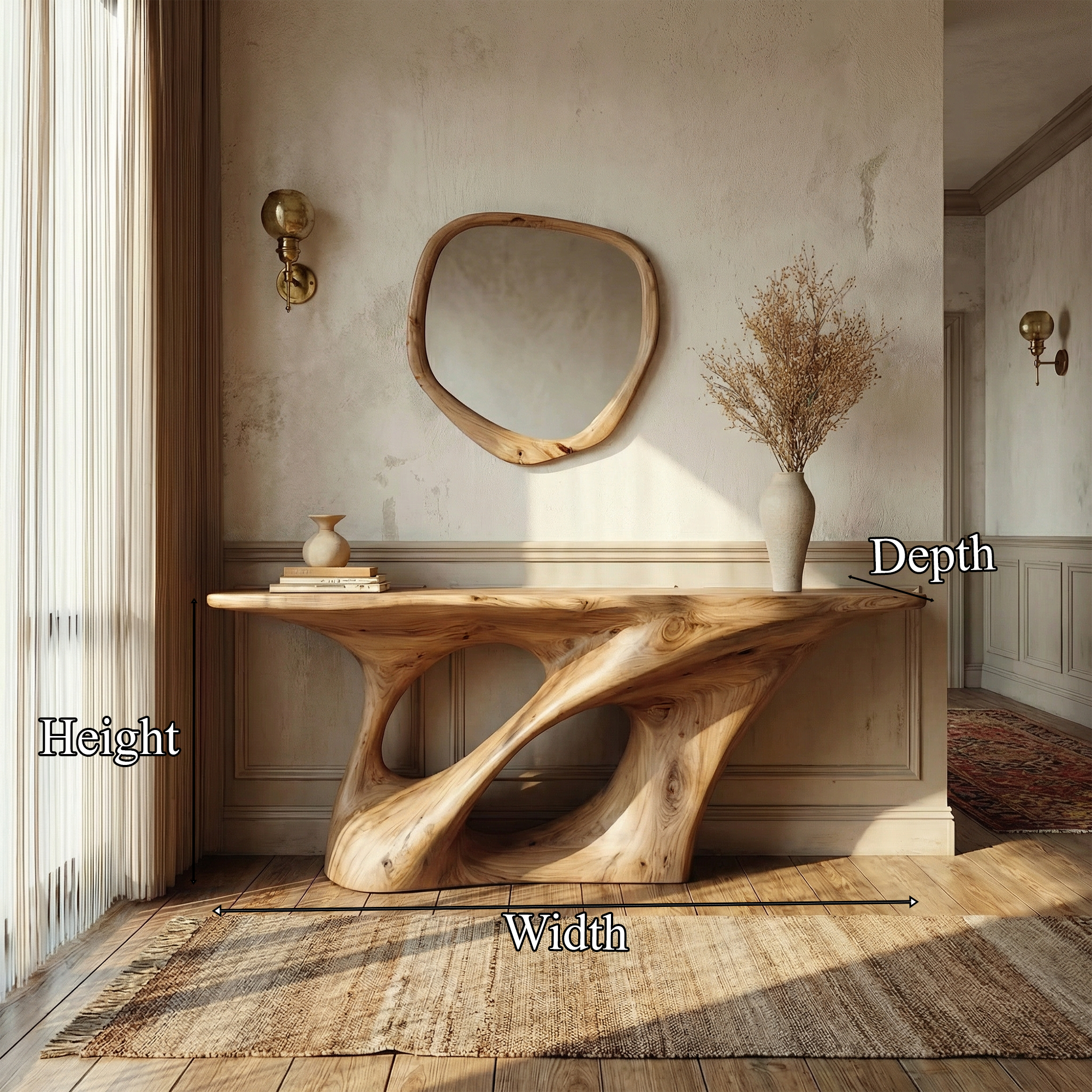 Organic Twisted Base Console Table Entryway Hallway Living Room SINLKICS514