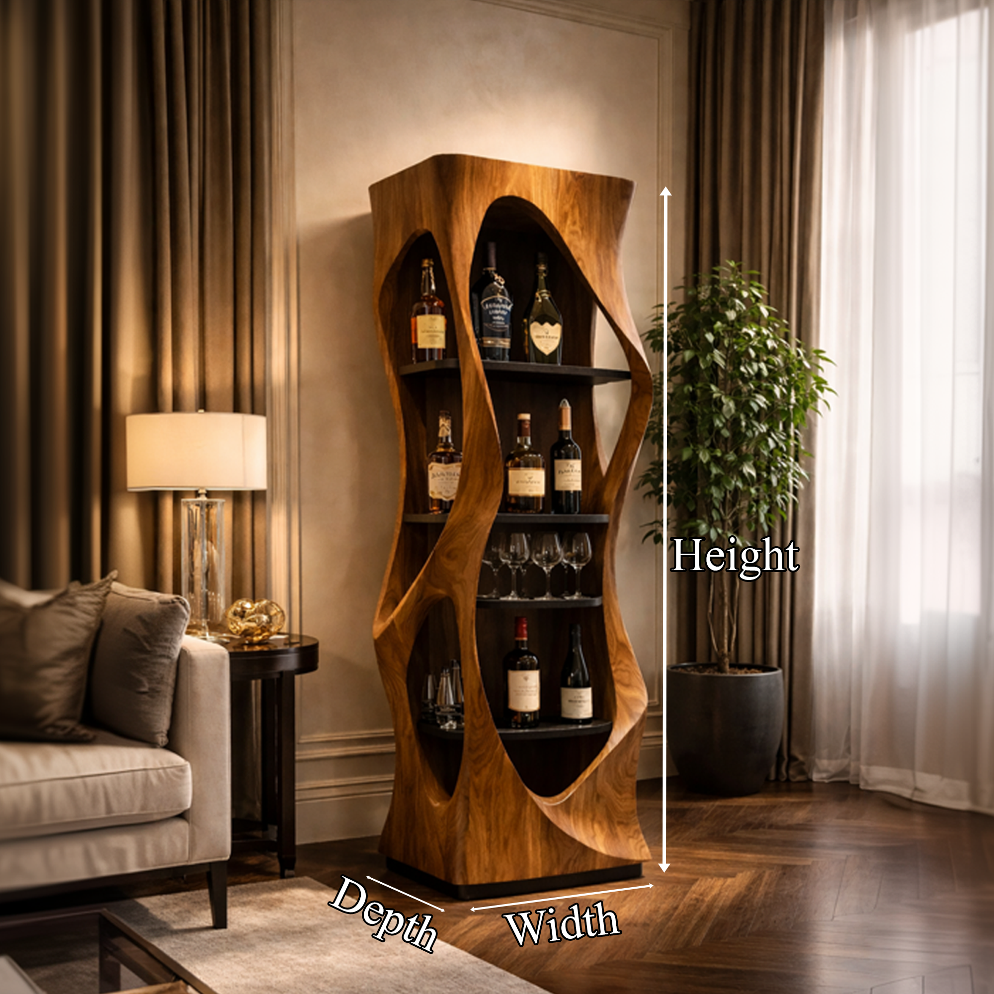 Organic Modern Bar Display Cabinet For Living Room And Lounge SINLKISC444