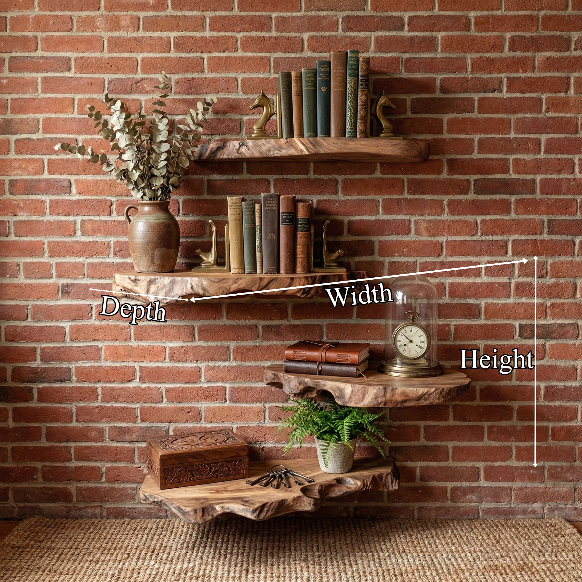 Modern Live Edge Corner Floating Shelves Solid Wood Rustic Wall Display SINLKIFL494