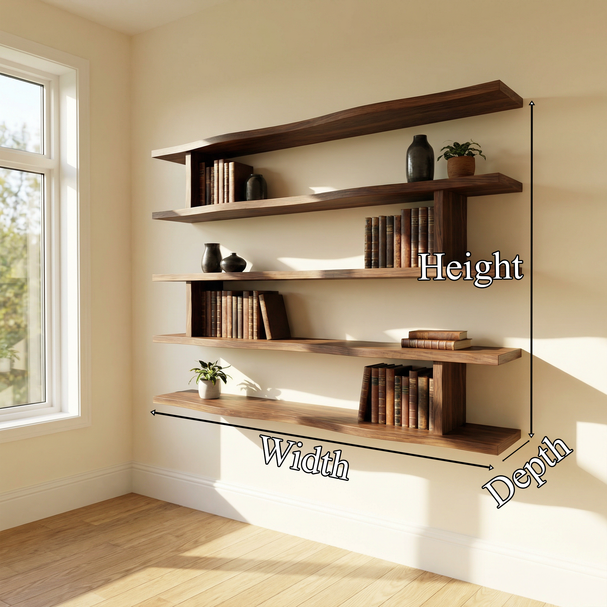 Modern Minimalist Wall Mounted Book Shelves Wood Floating Display System SINLKIFL478