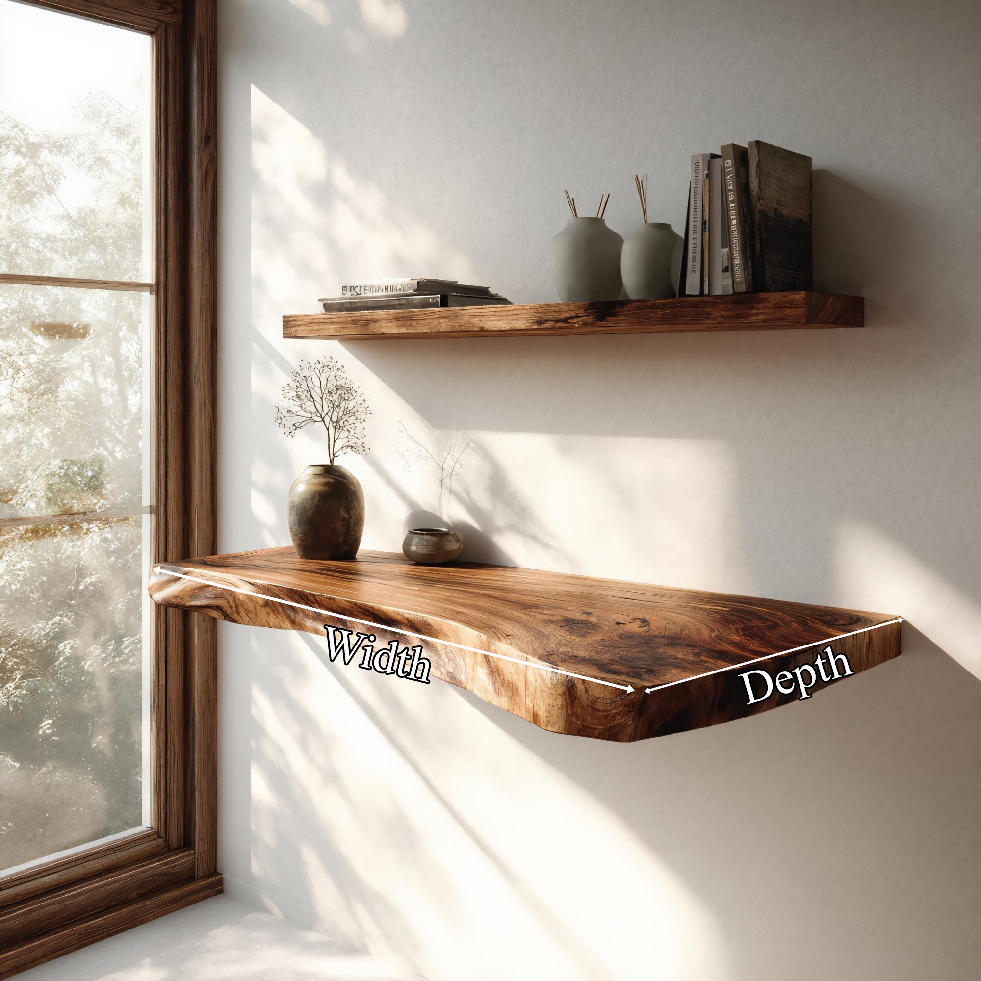 Organic Solid Wood Wall Mounted Desk Minimal Workspace Decor SINLKIFL379