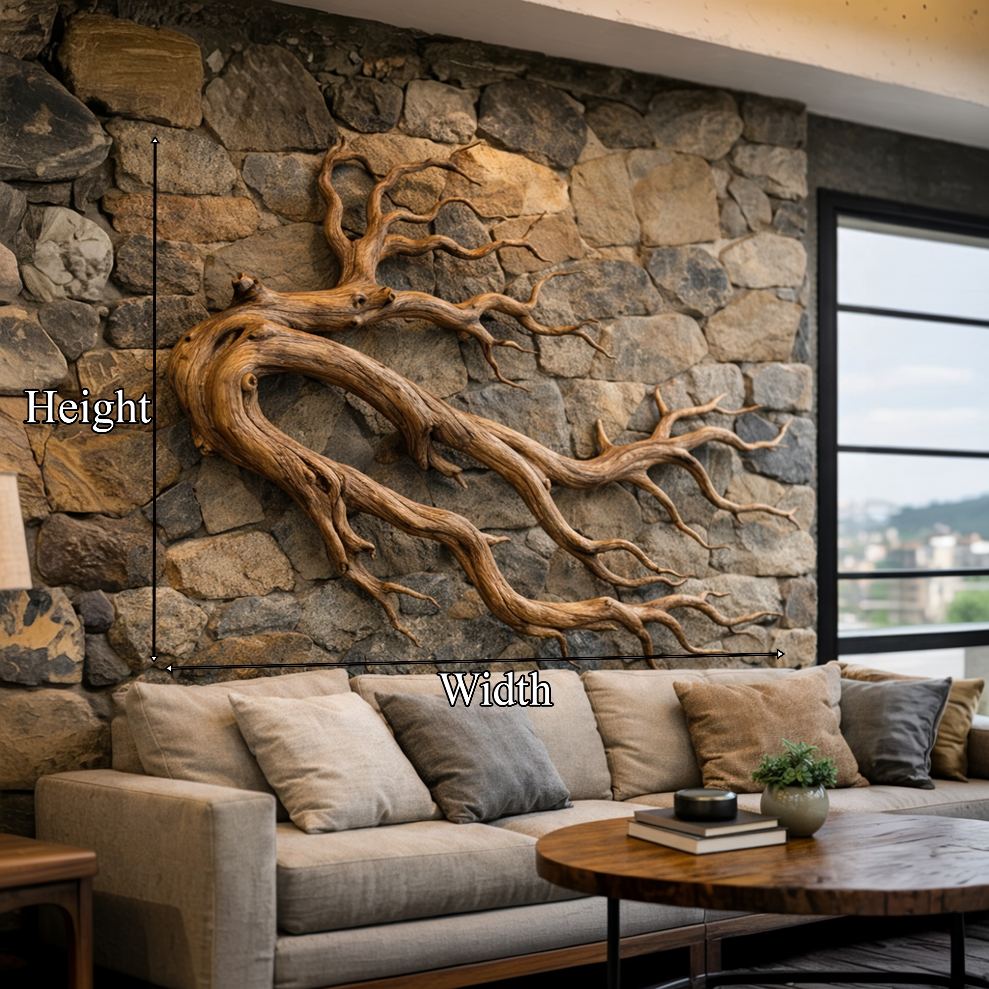Driftwood Root Sculptural Solid Wood Wall Art Rustic Nature Inspired Decor SINLKIWD025