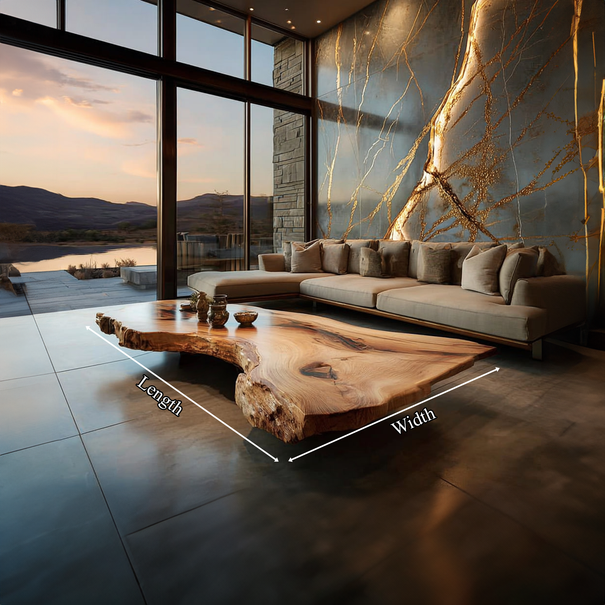 Rustic Sculptural Coffee Table Modern Living Room Display SINLKICF129