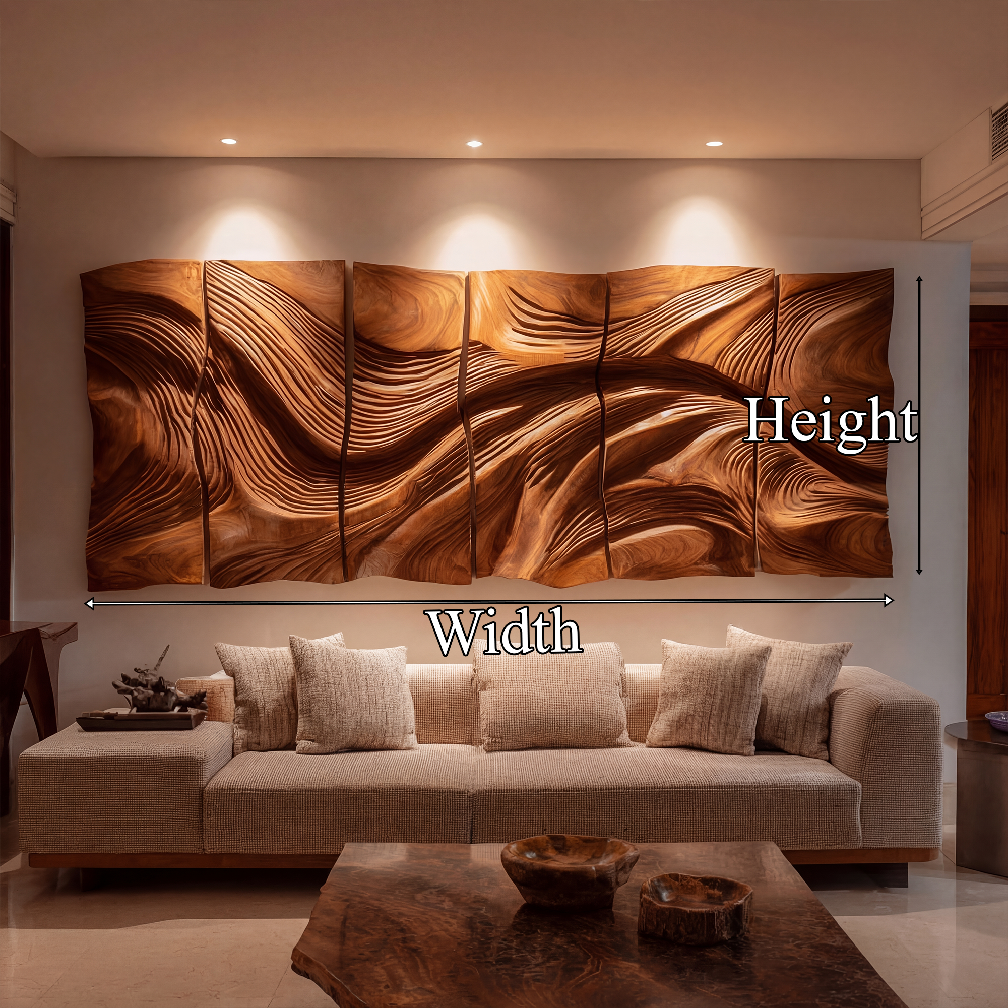 Modern Abstract Carved Wood Wall Art Living Room Wall Decor SINLKIWD039
