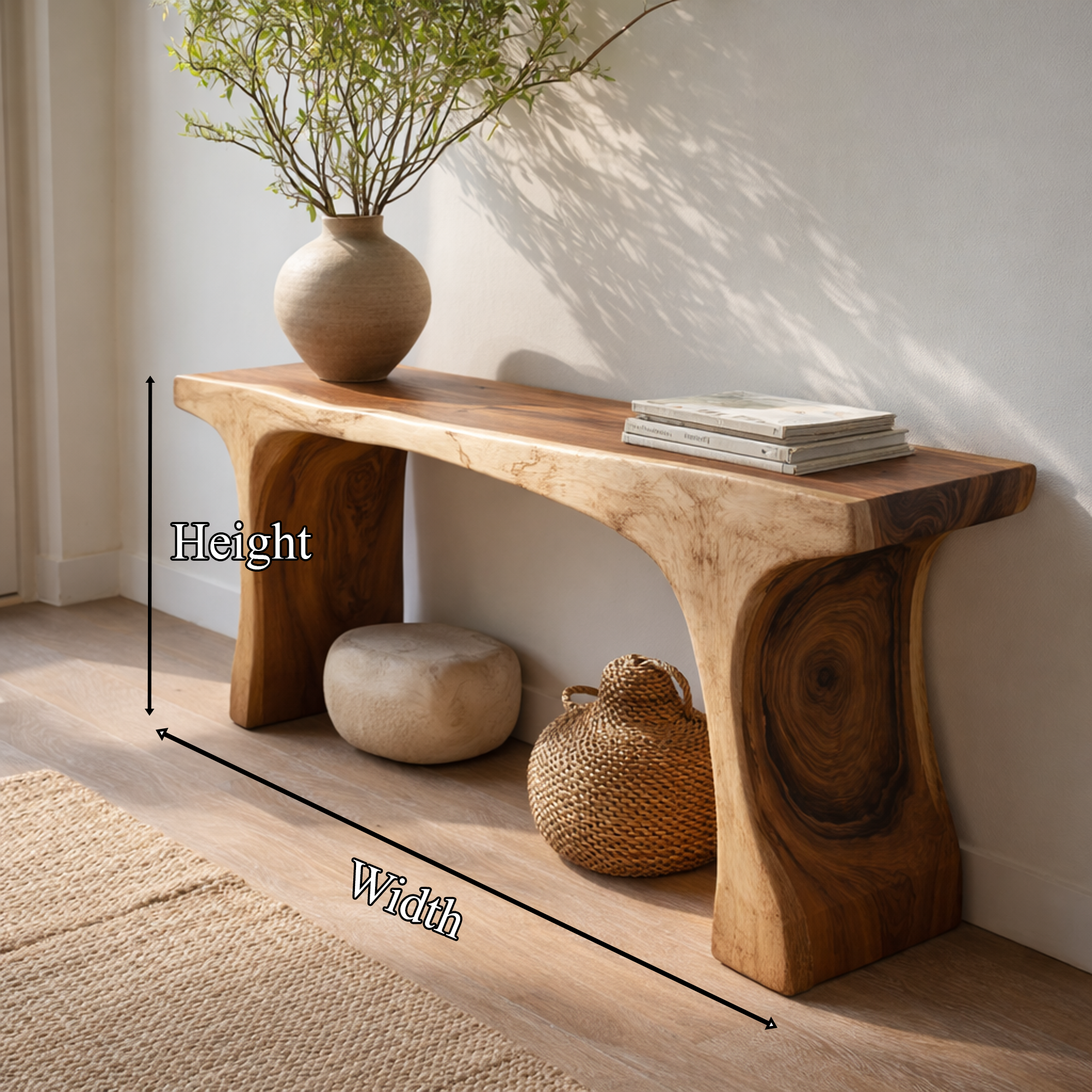 Rustic Sculptural Console Table Handcrafted Statement Furniture For Entryway SINLKICS464