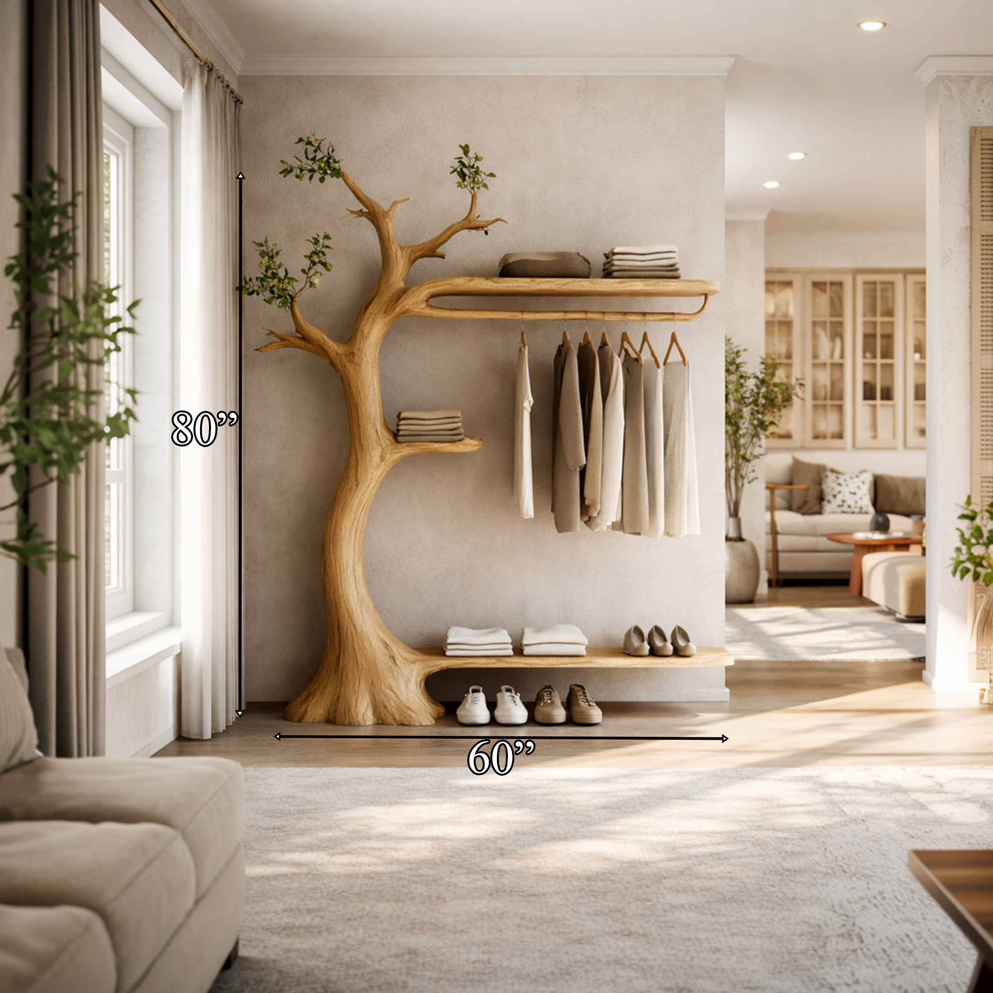 Midcentury Modern Tree Coat Rack Interior Corner SINLKITCR090