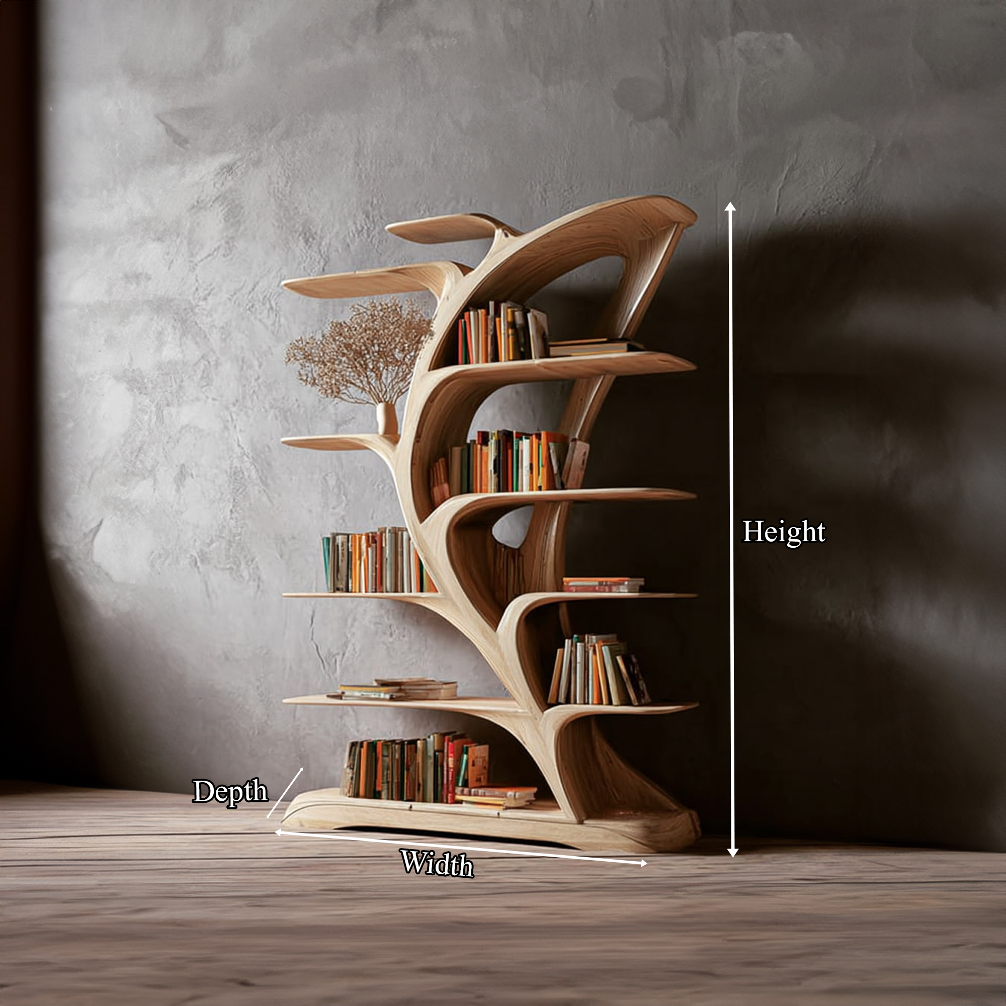 Midcentury Tree Bookshelf Bedroom Reading SINLKITB250