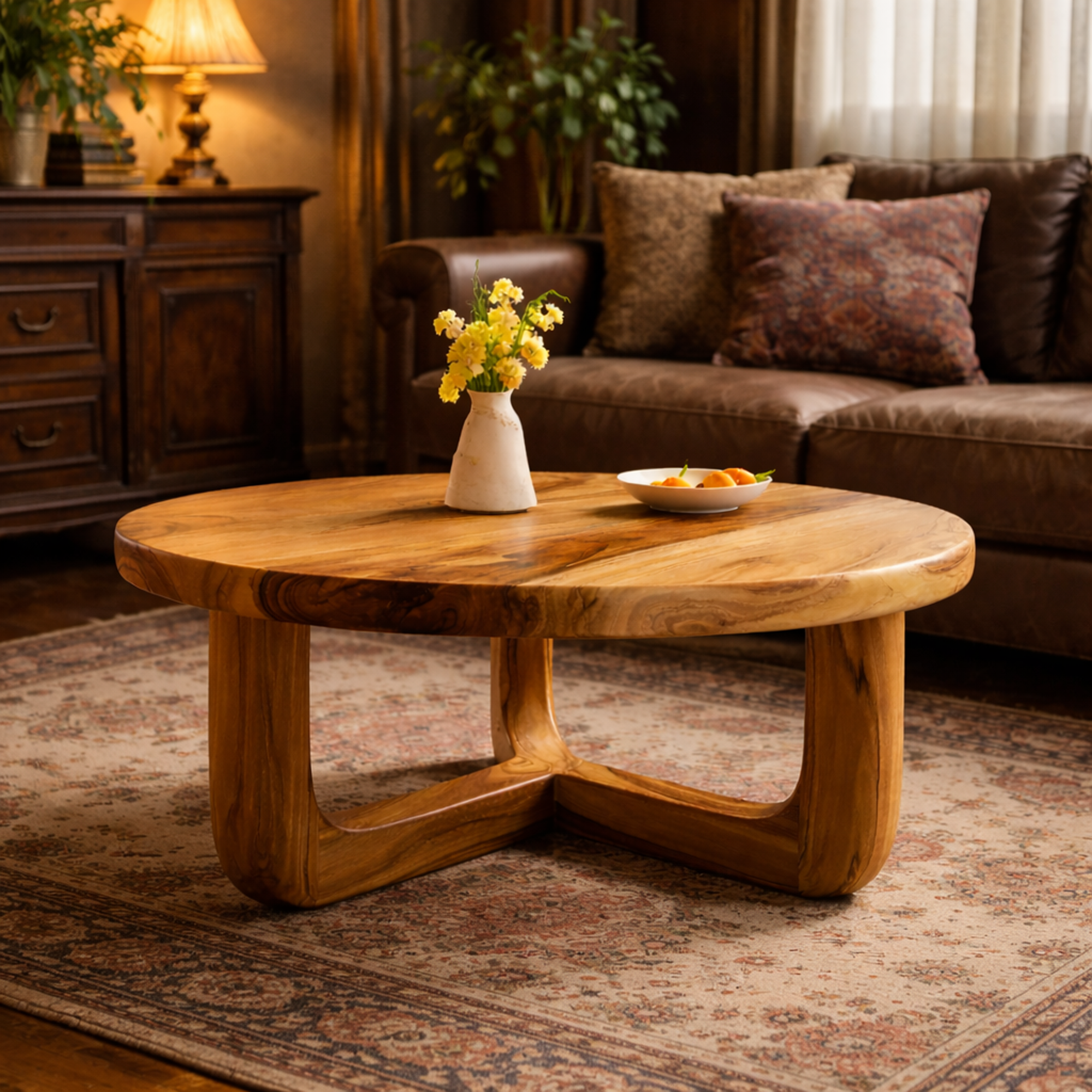 Split Base Solid Wood Coffee Table Organic Modern Living Room Interior SINLKICF322