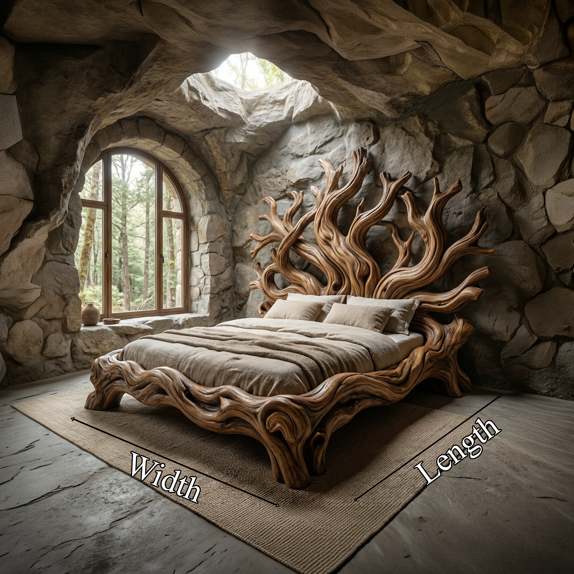 Rustic Tree shelf Bed Frame For Bedroom Or Private Room SINLKIWB099