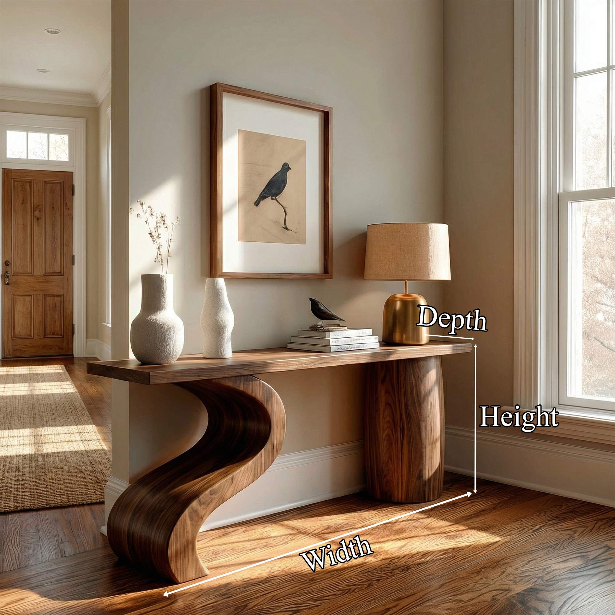 Contemporary Wave Base Console Table Entryway Hallway Living Room SINLKICS492