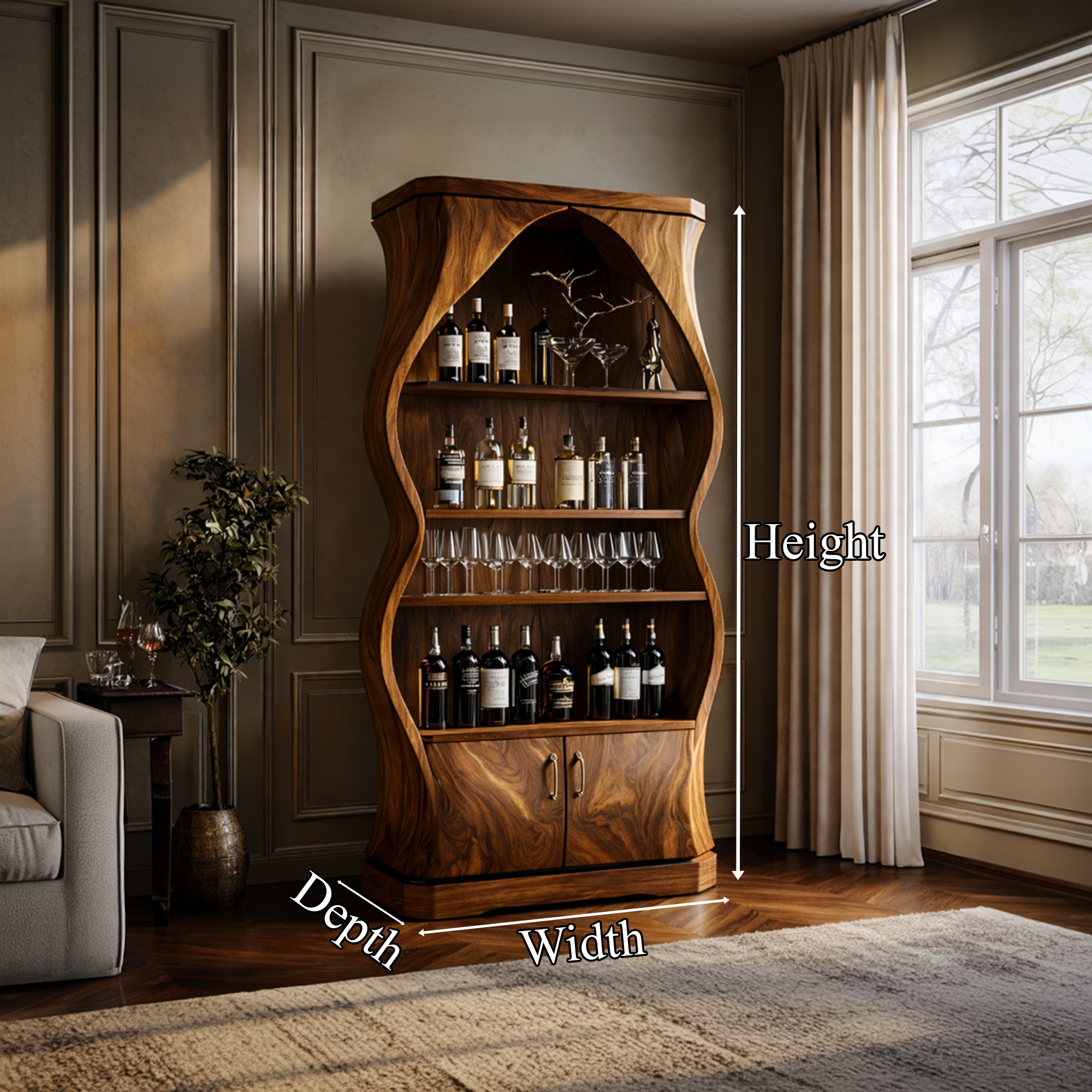 Artisan Solid Wood Wine Cabinet Dining Room SINLKISC454