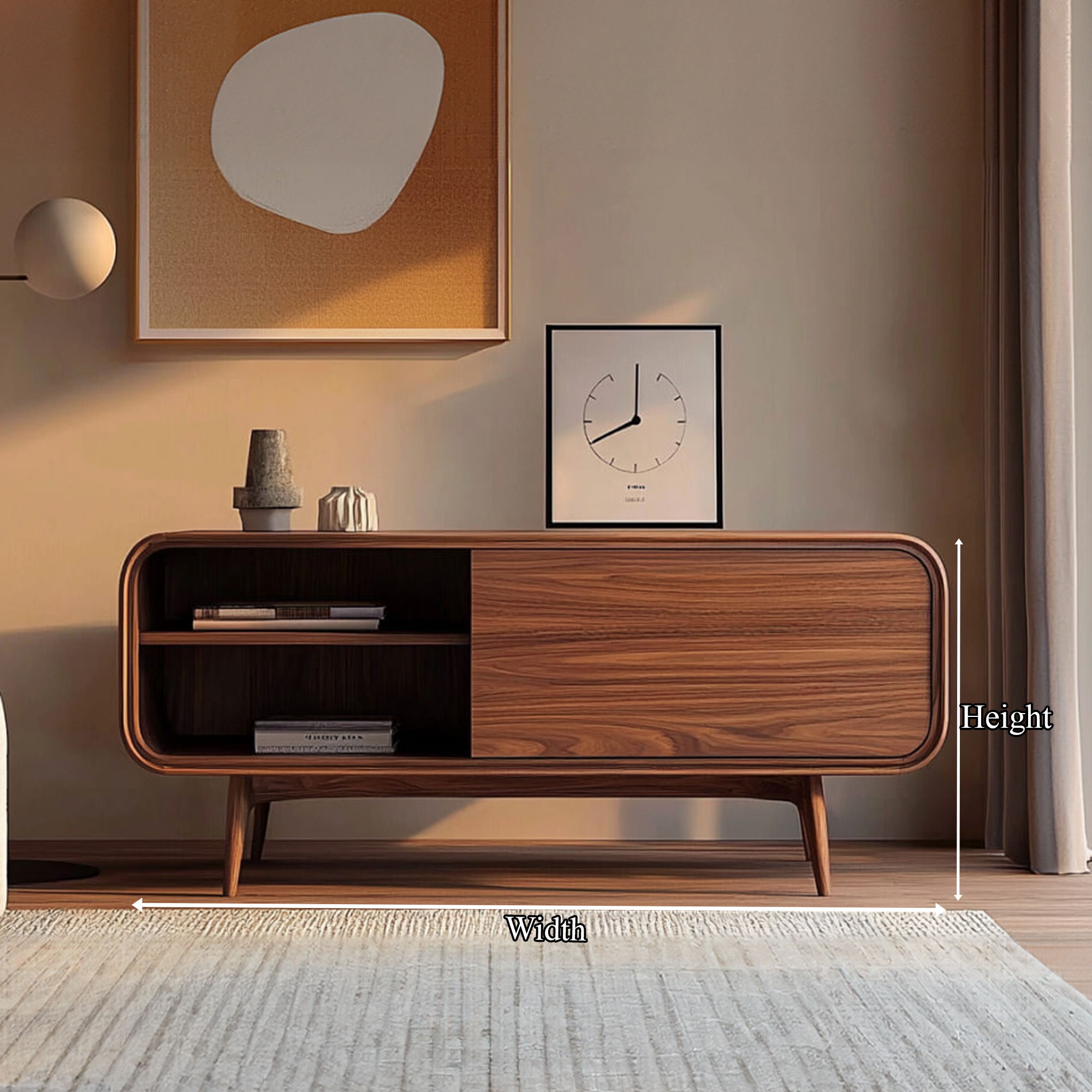 Mid Century Modern Bookshelf Cabinet Living Room Or Study Room SINLKISC265