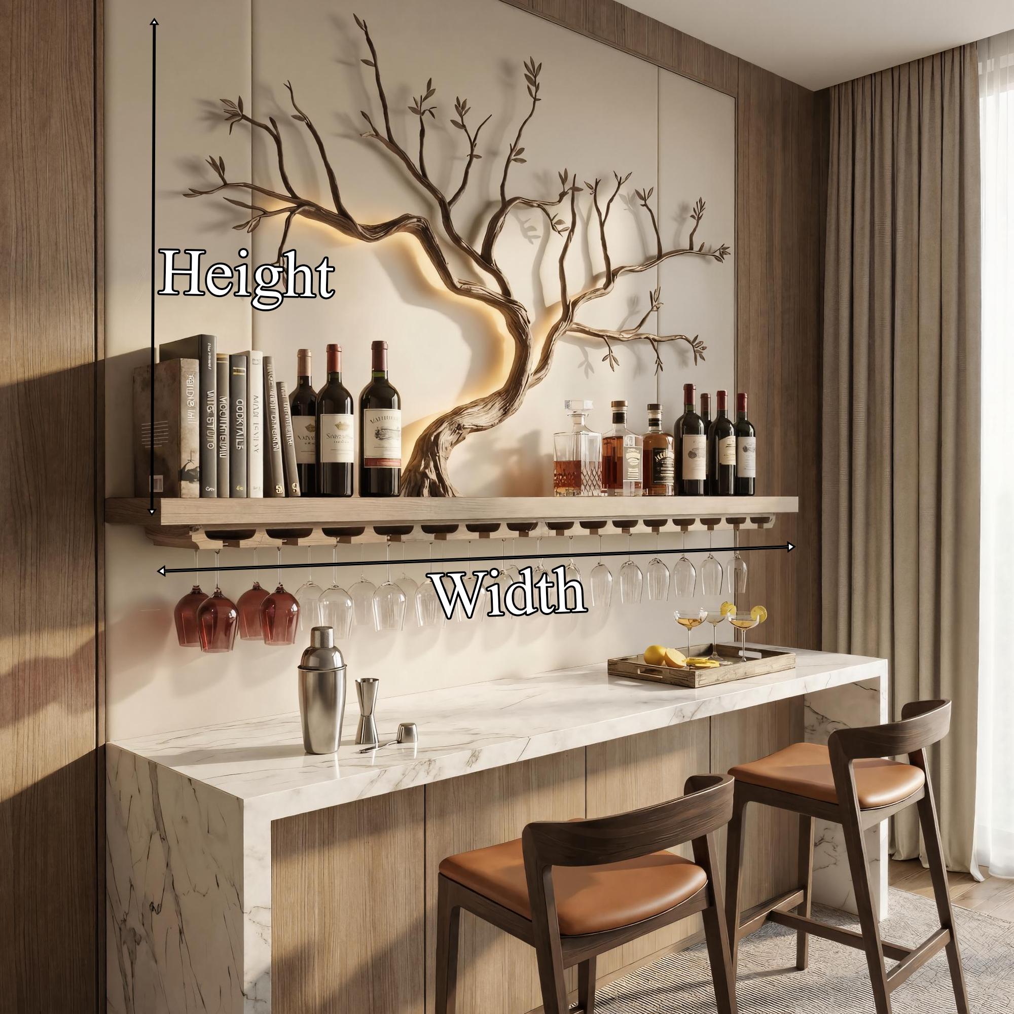 Minimalist Wooden Wine Rack Wall Mounted Shelf For Kitchen Dining Room Bar SINLKIWR015