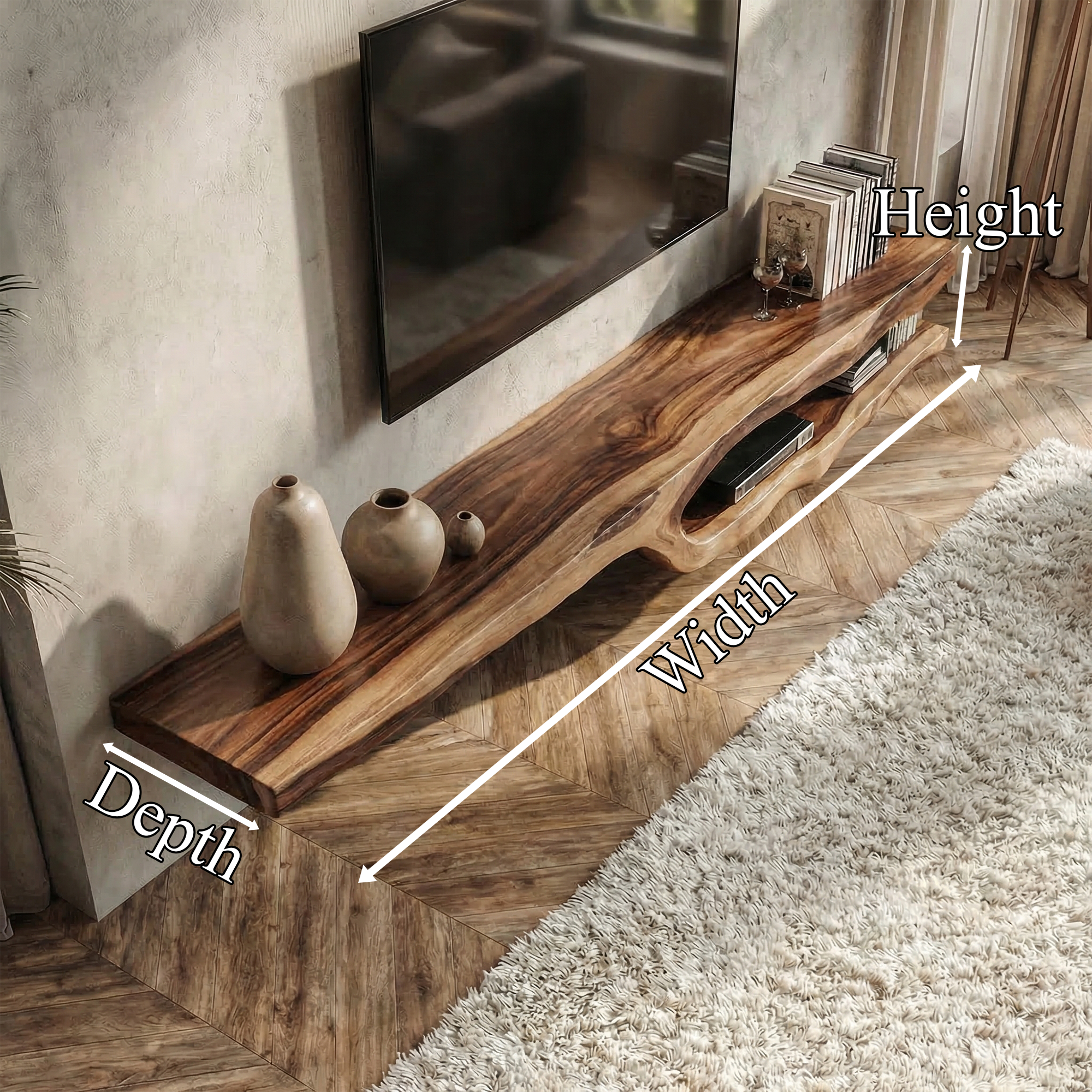 Rustic Floating TV Shelf For Living Room And Bedroom SINLKITS002
