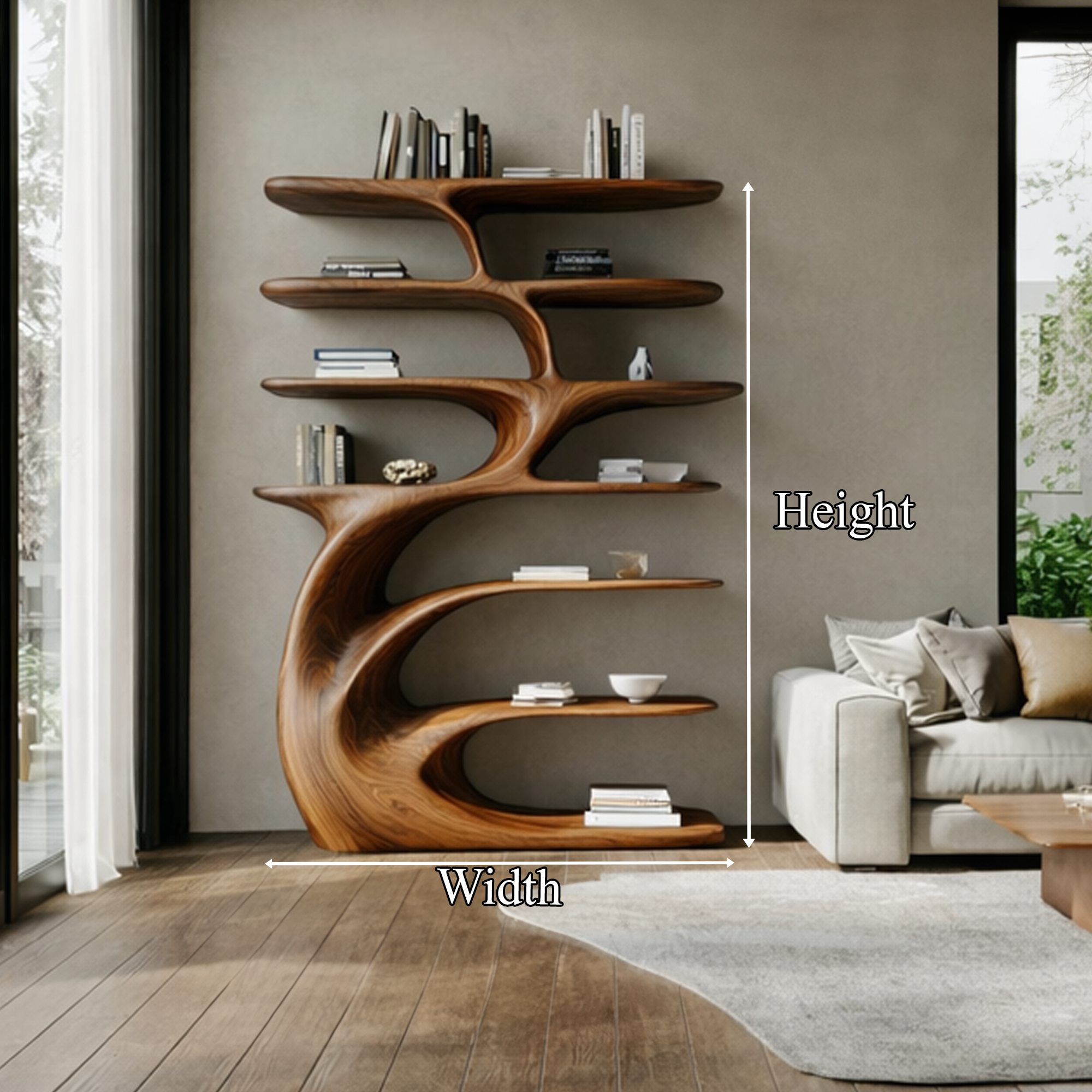 Rustic Nature Inspired Sculpted Storage Cabinet Solid Wood Living Room Interior Feature Furniture SINLKISC448