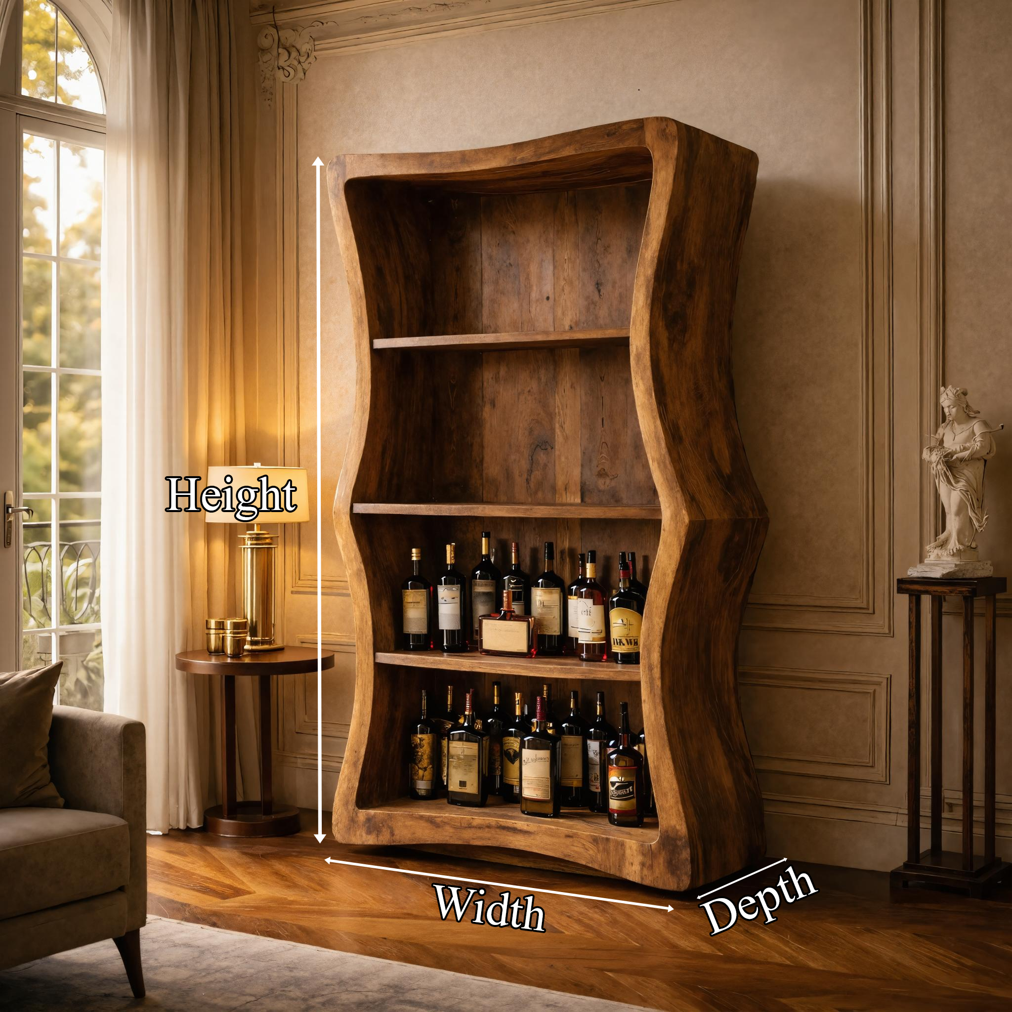 Organic Modern Sculptural Display Bar Cabinet For Living Room SINLKISC445