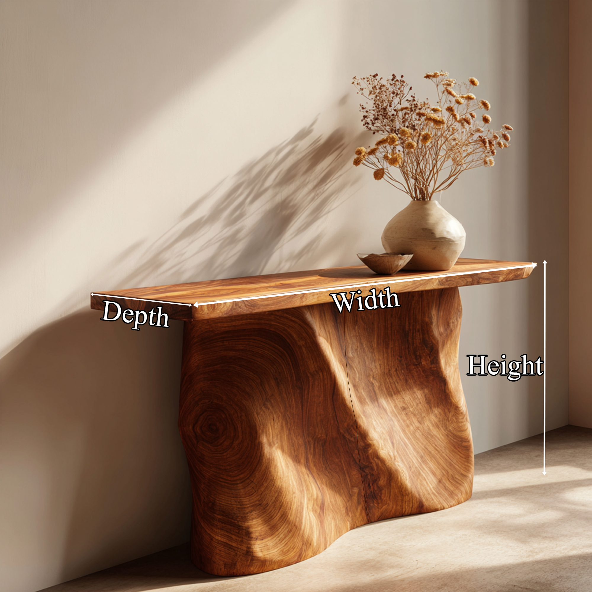 Rustic Foyer Console Table Handcrafted Root Base Entryway SINLKICS410