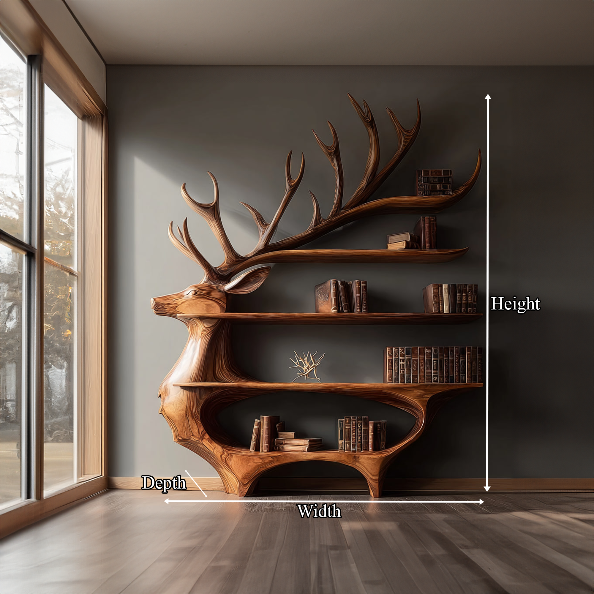 Rustic Deer Shaped Display Shelf Entryway Or Living Room SINLKISC100