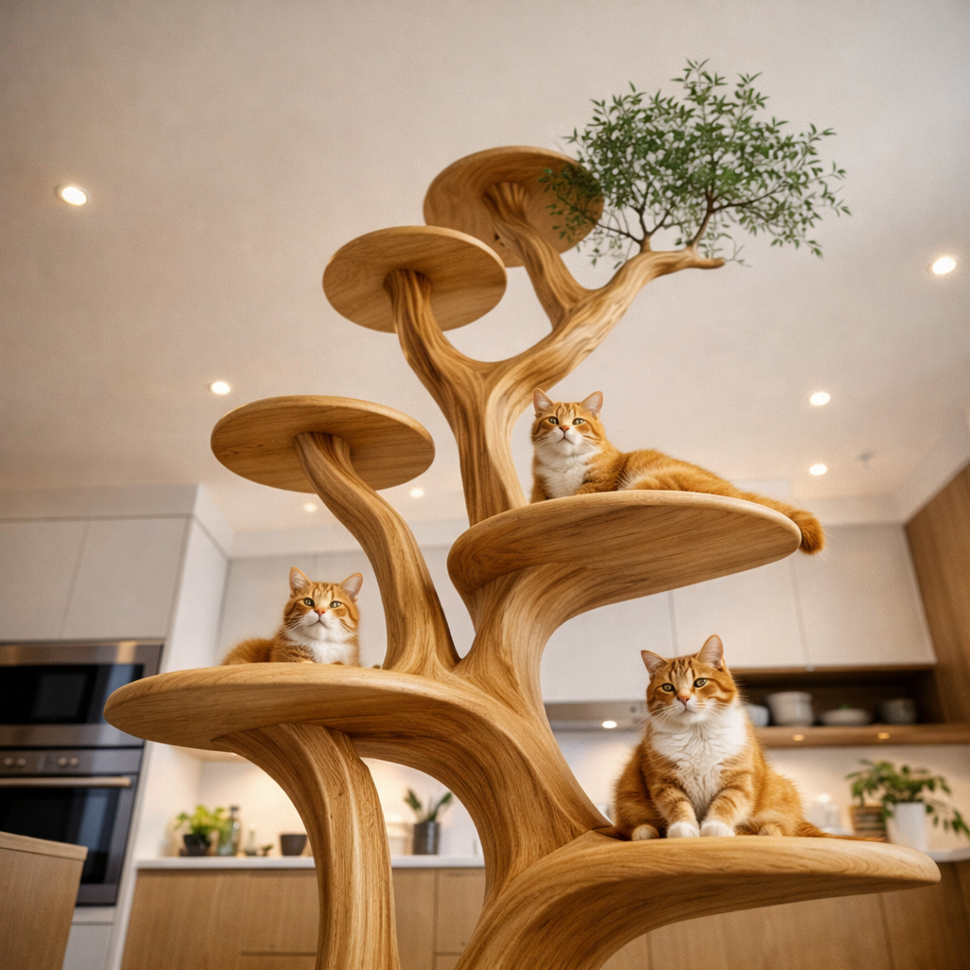 Rustic Tree Cat Play Tower Artistic Living Room SINLKITT077
