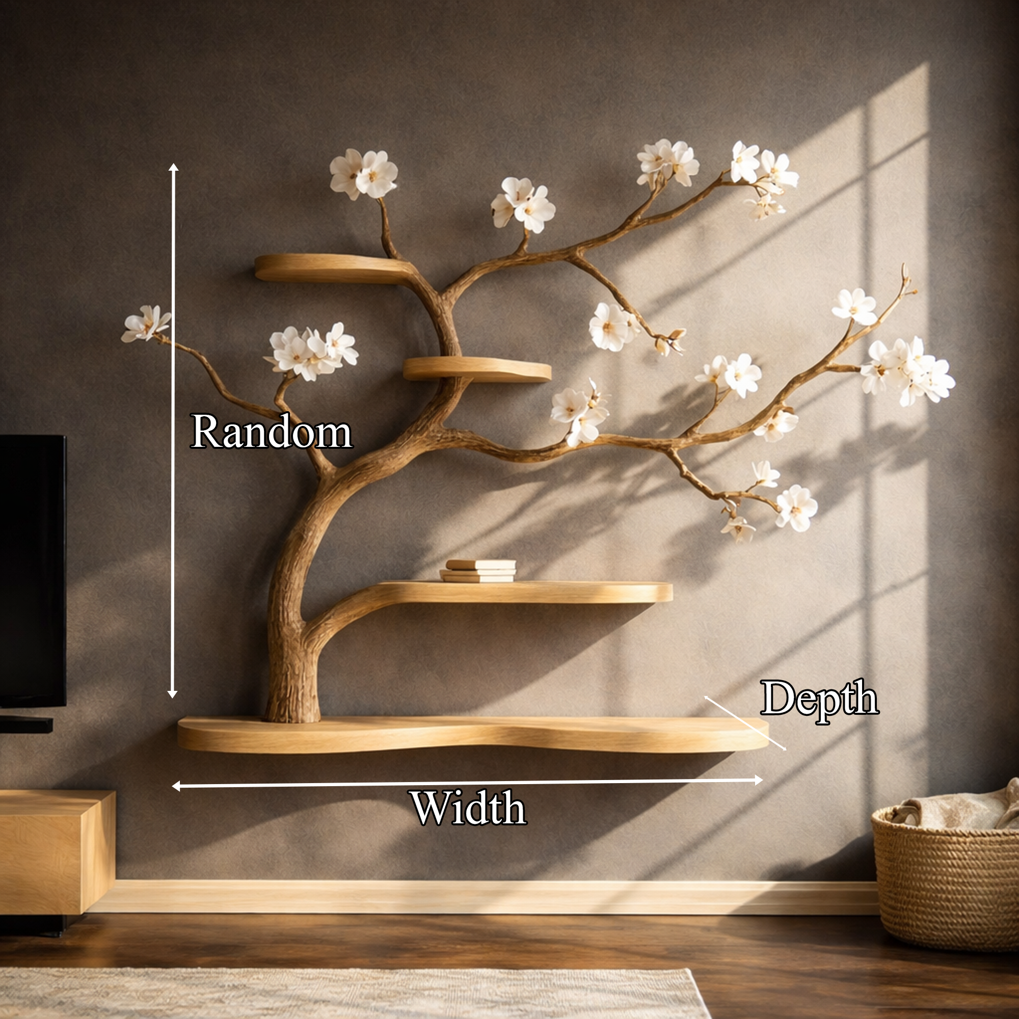 Rustic Tree Inspired Wall Shelf Wall Art For Bedroom SINLKIFL249