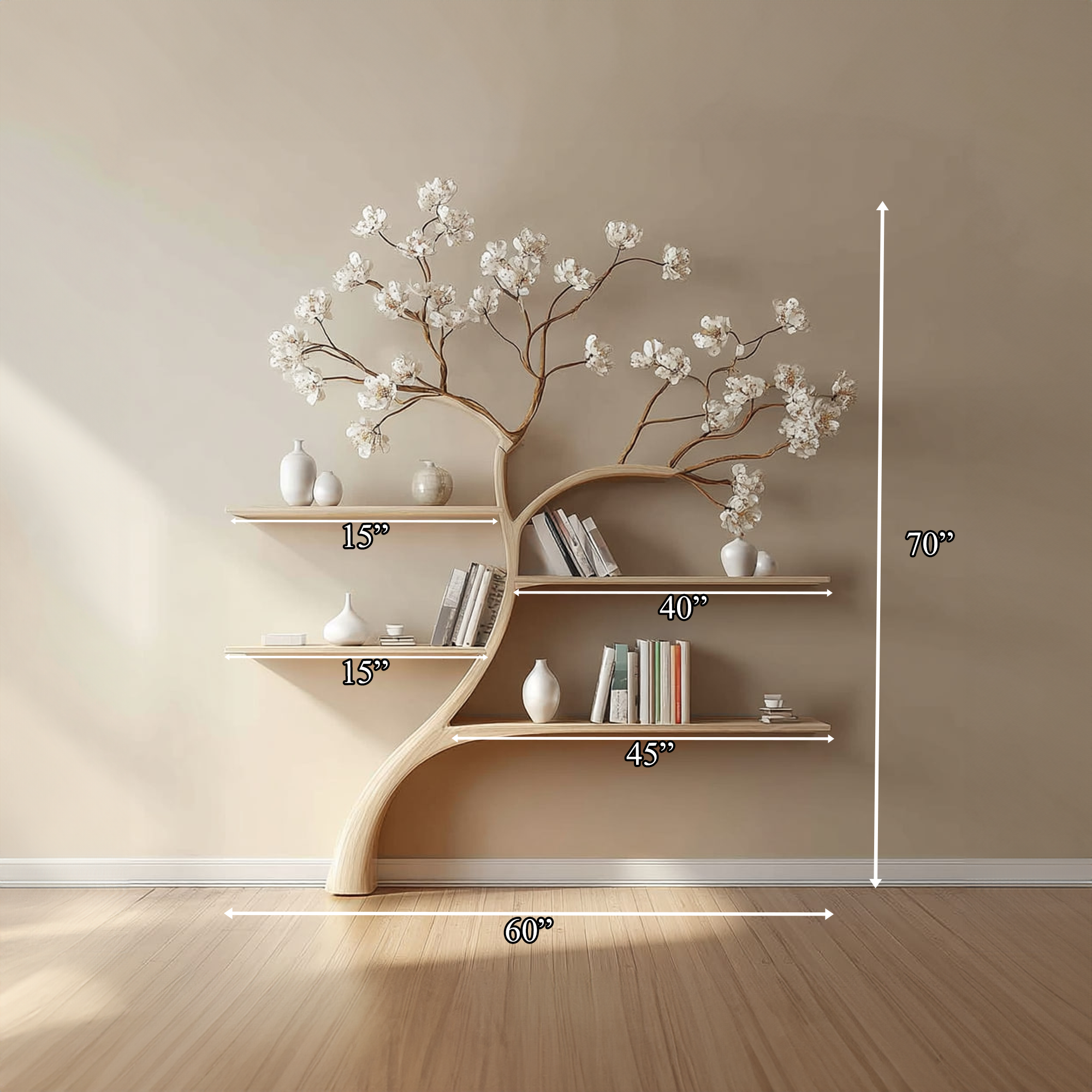 Rustic Tree Bookshelf Living Study Bedroom SINLKITB268