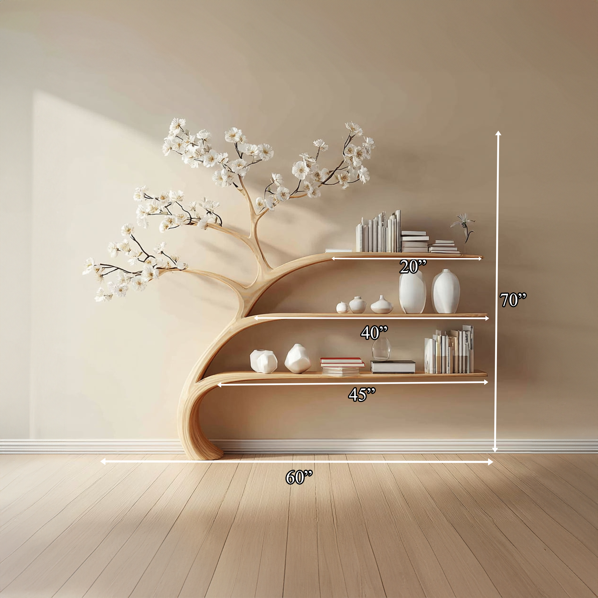 Rustic Tree Bookshelf Home Office Bedroom SINLKITB269