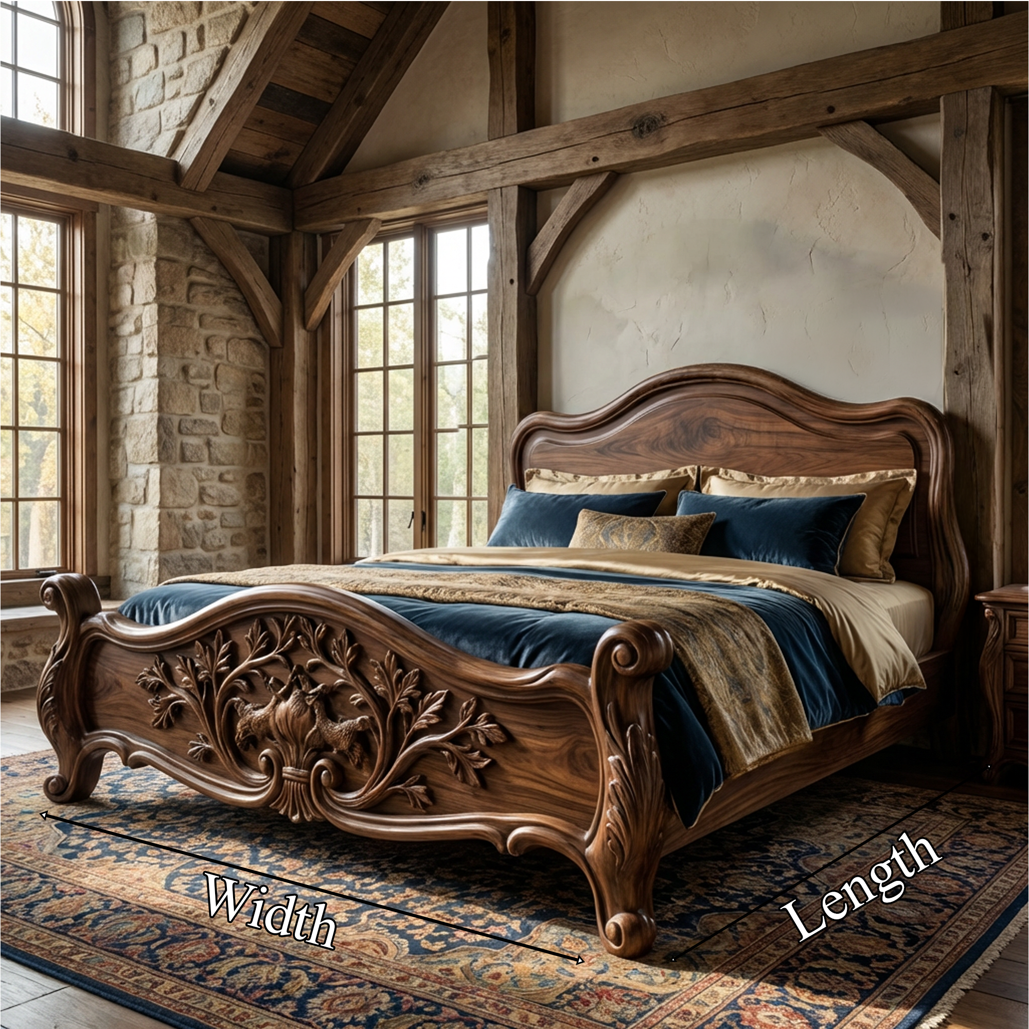 Rustic Sculpted Form Bed Frame For Bedroom And Interior Space SINLKIWB102