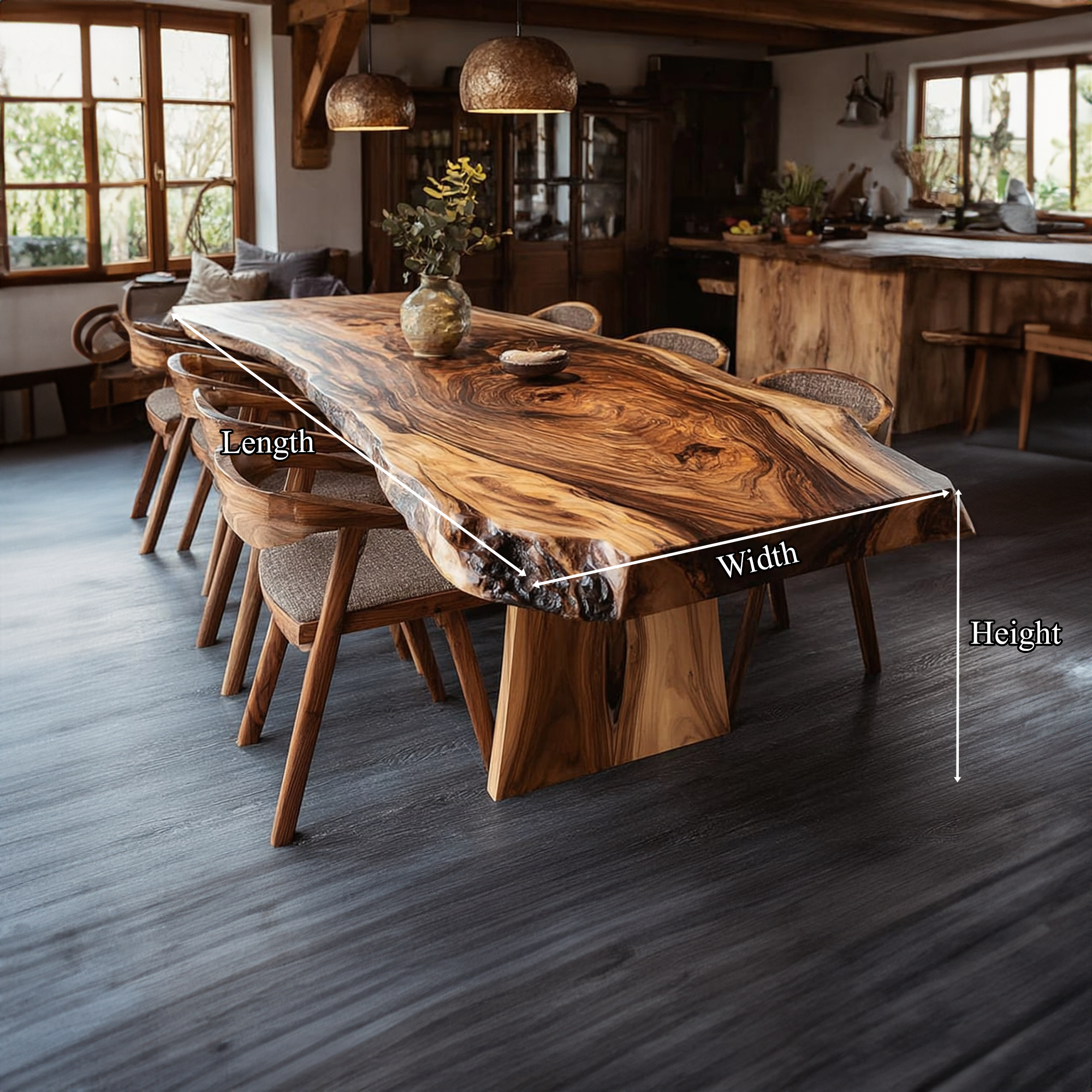 Rustic Natural Slab Dining Table Dining Room SINLKIDT116