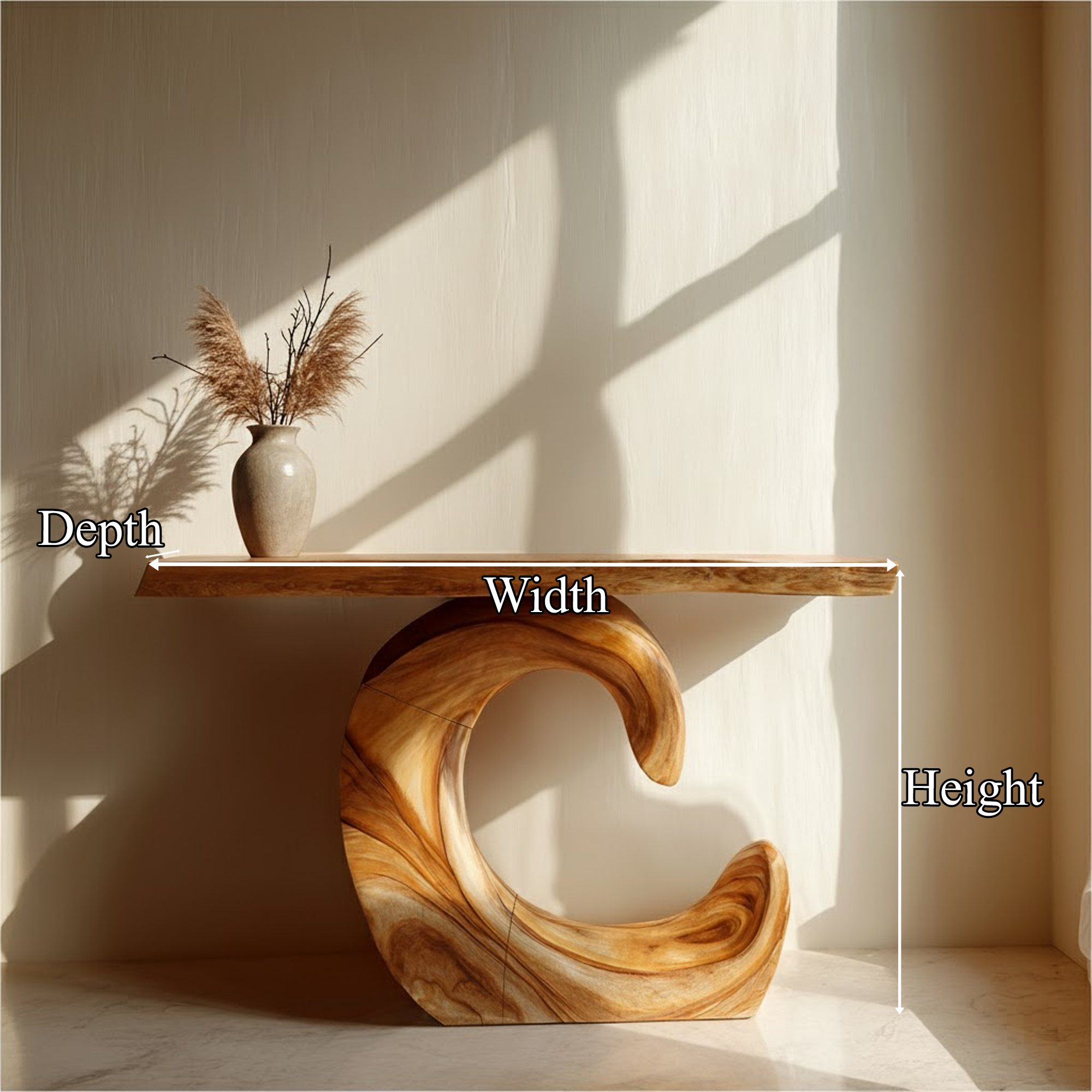 Mid Century Console Table Sculpted C-Base Reading Nook SINLKICS408