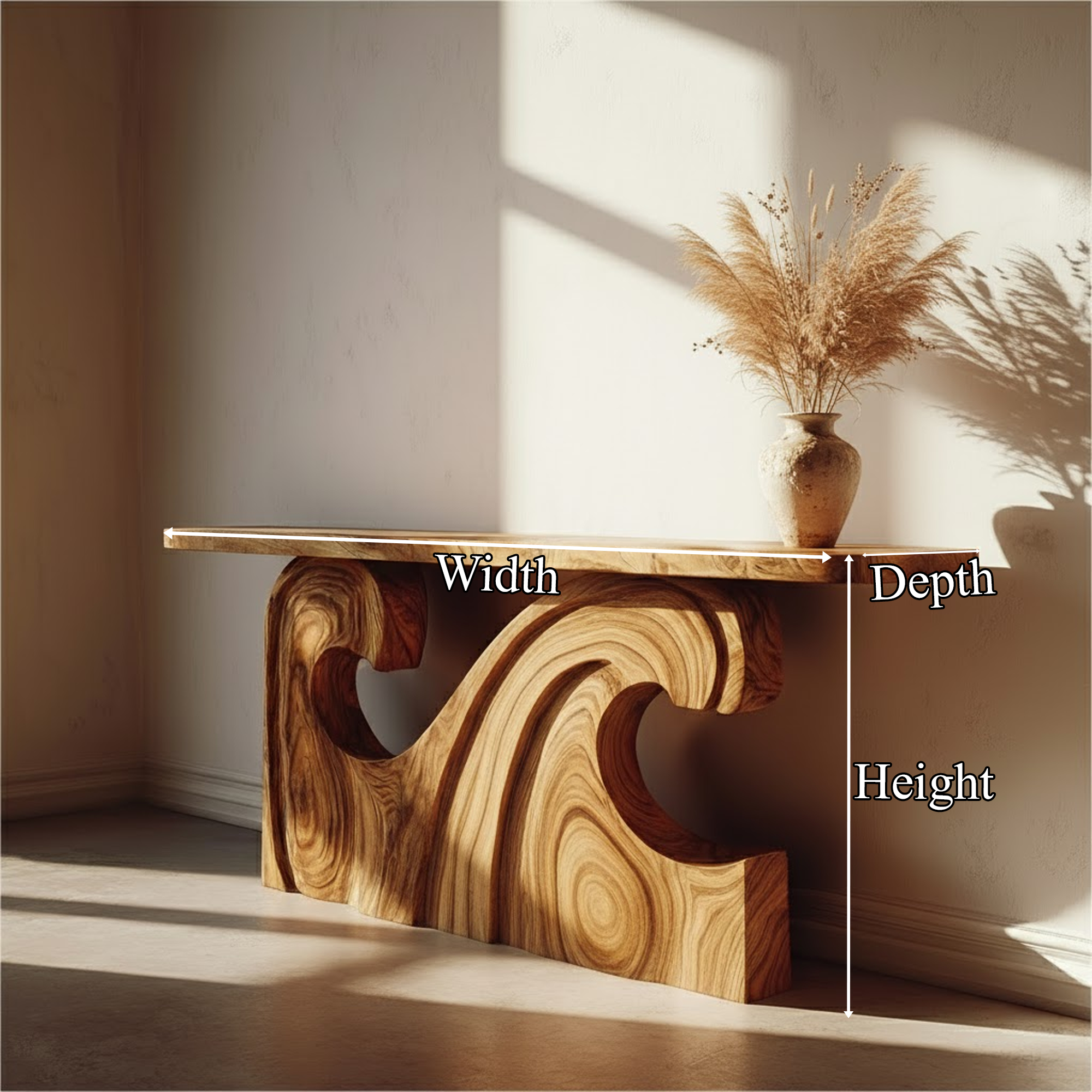 Mid Century Modern Console Table Unique Wave Design Entryway SINLKICS402