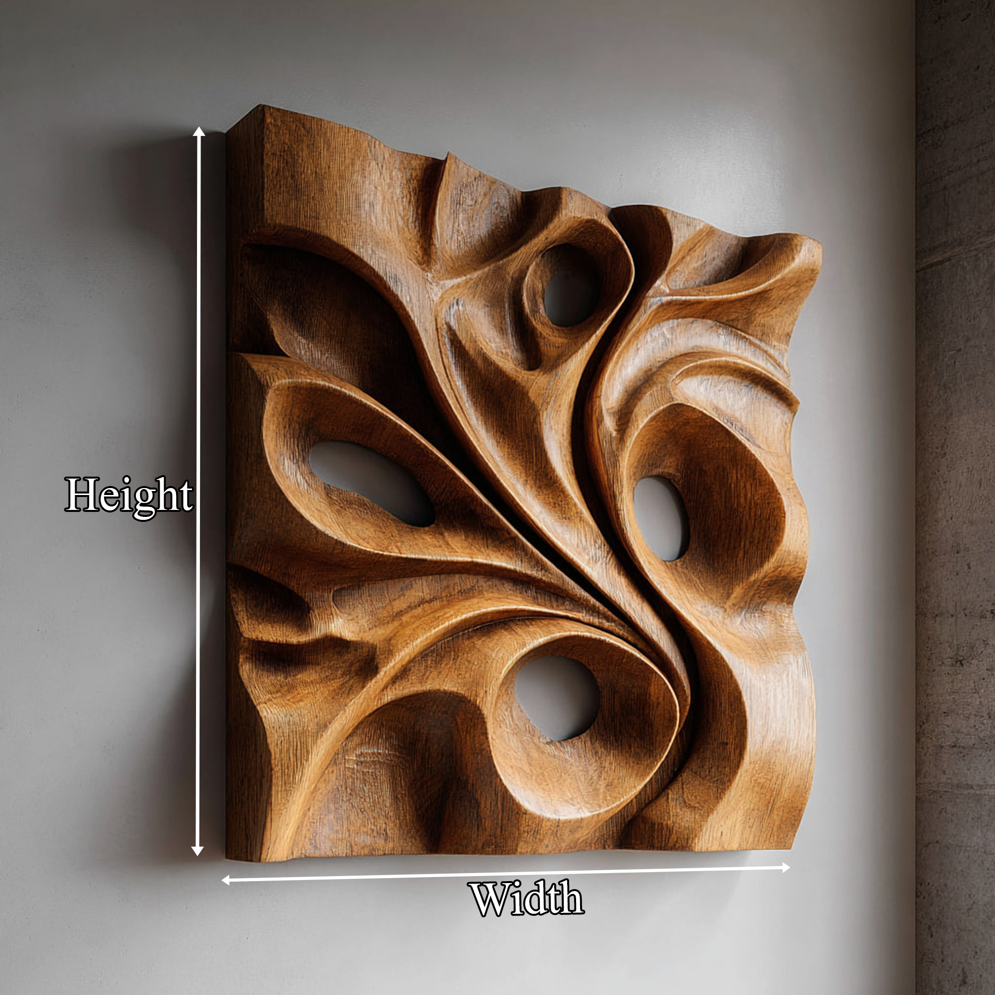 Organic Void Carved Solid Wood Wall Art Sculptural Interior Decor SINLKIWD018