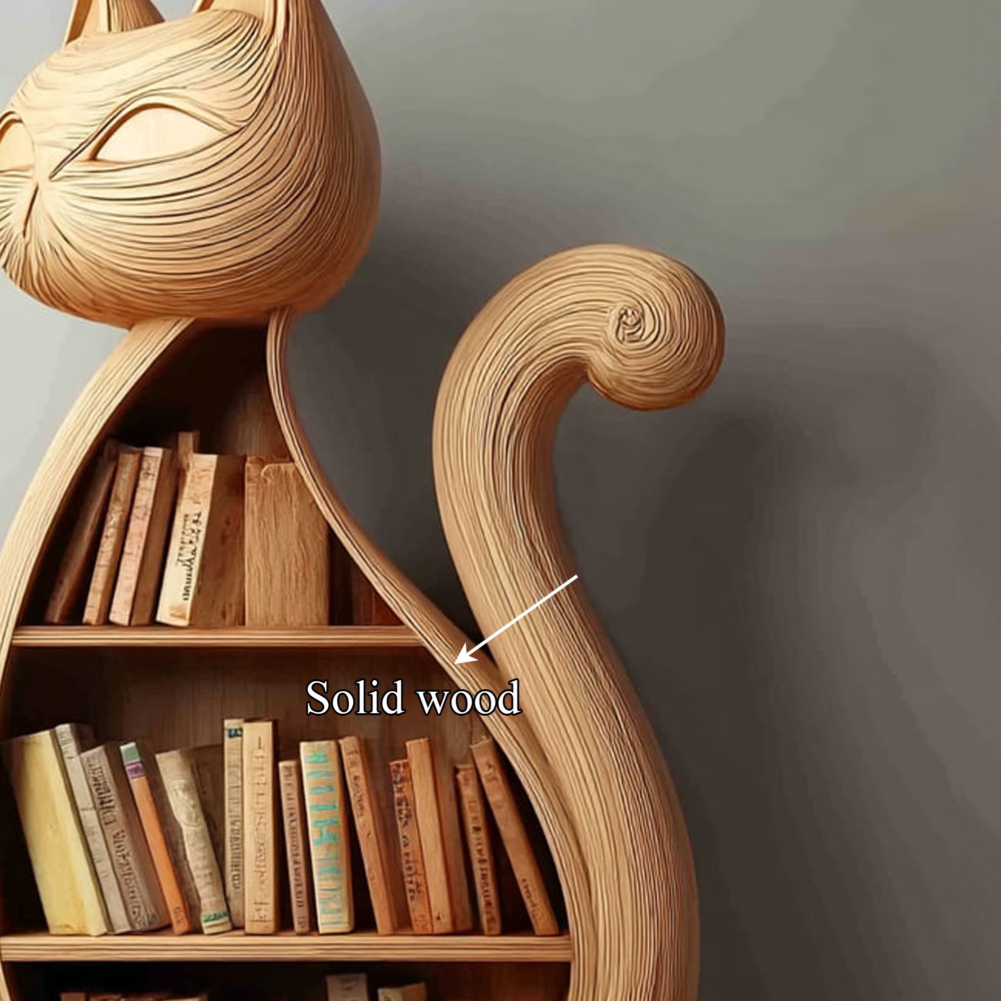 Rustic Cat Bookcase Children Bedroom SINLKISC159