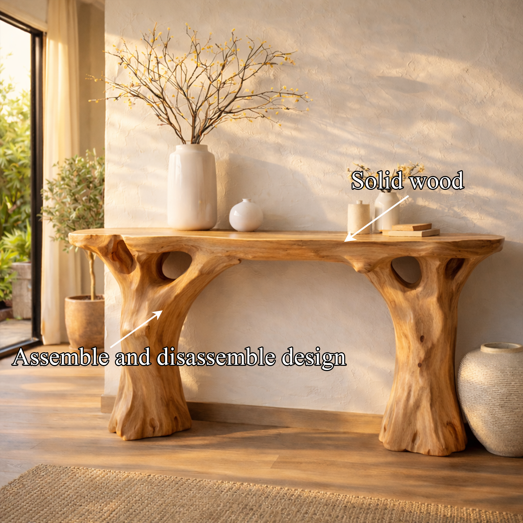 Rustic Modern Console Table Sculptural Handmade Furniture For Home Interior SINLKICS472