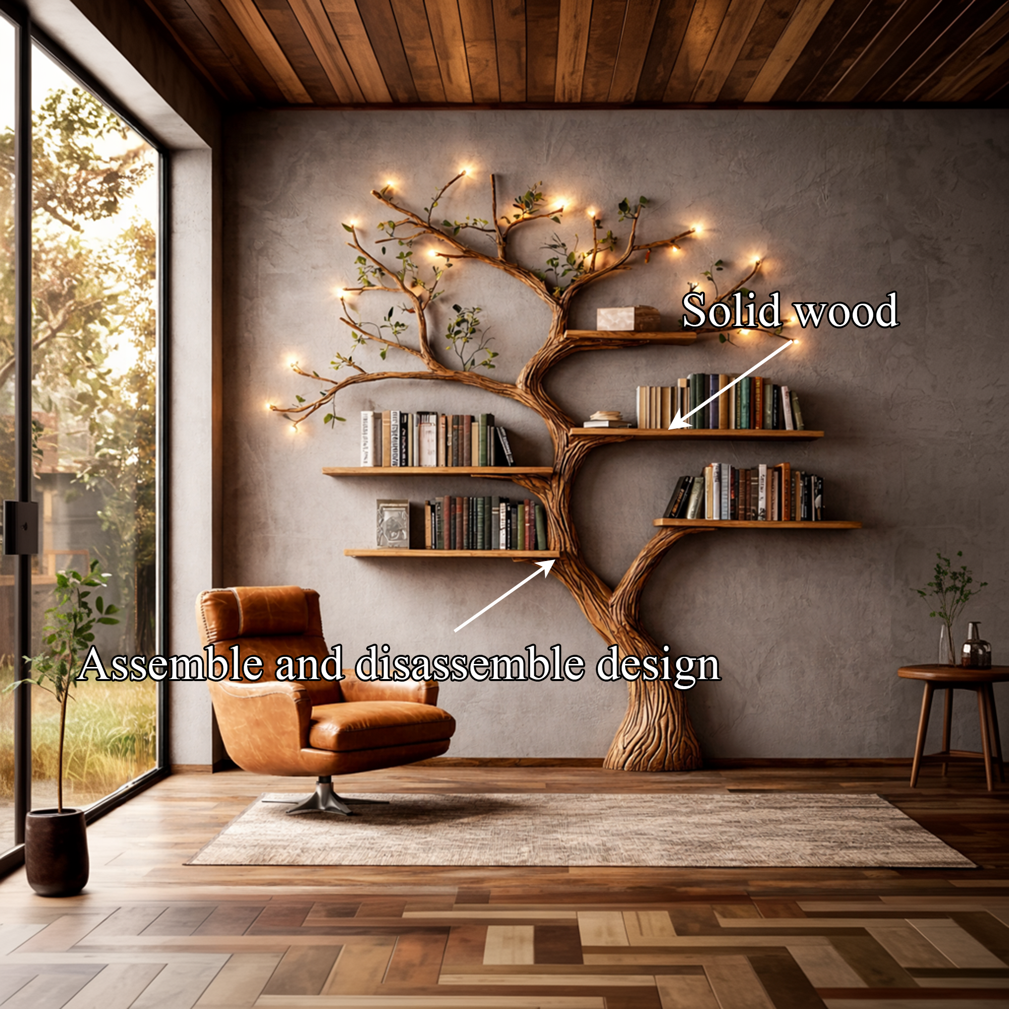 Organic Modern Wall Mounted Tree Bookshelf For Home SINLKITB677